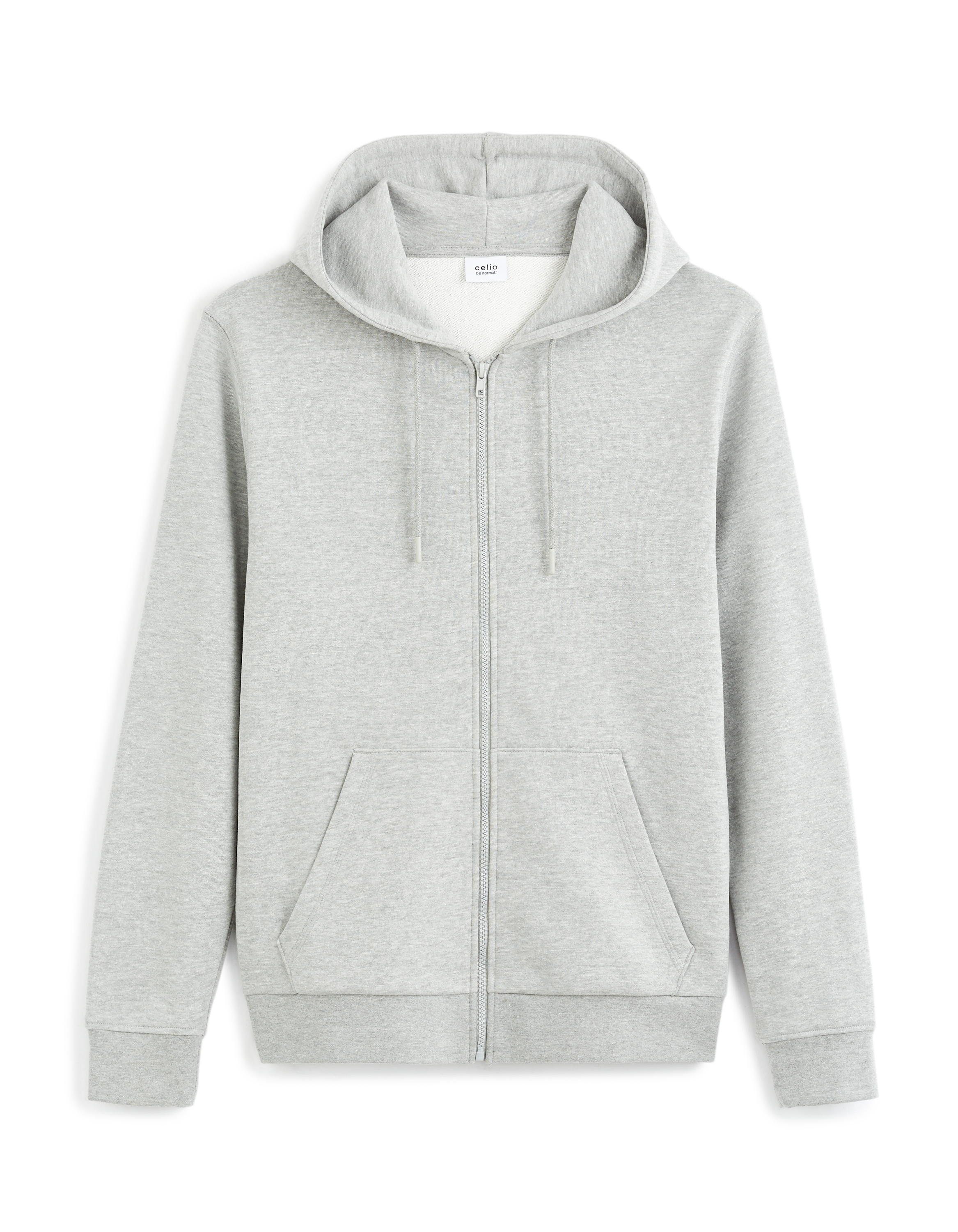 Sweat zippé à capuche en coton mélangé - gris