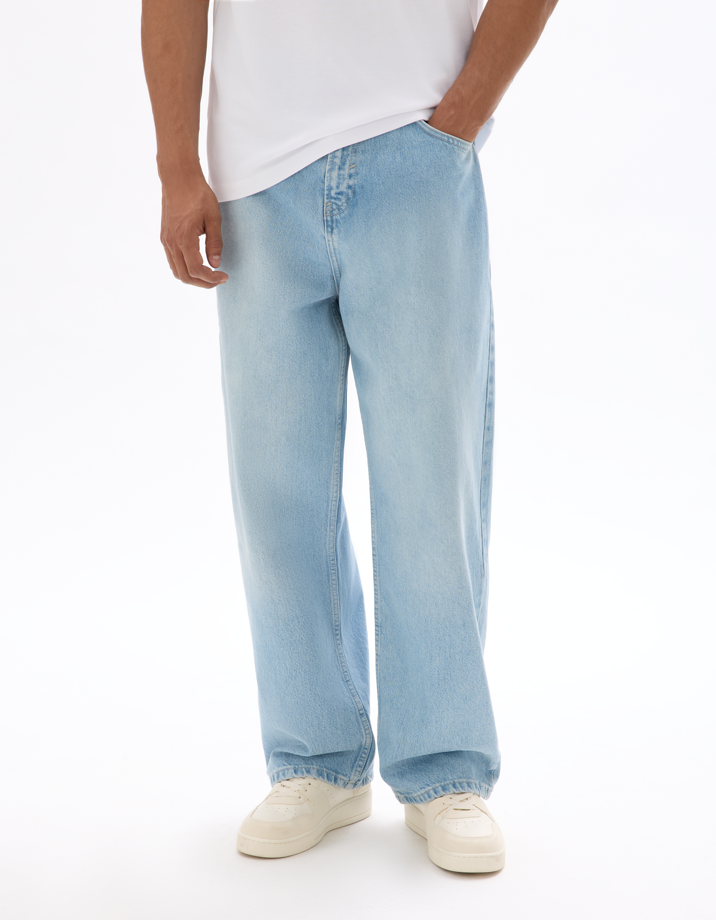 Jean baggy 100% coton- bleu délavé - camaieu - Modalova