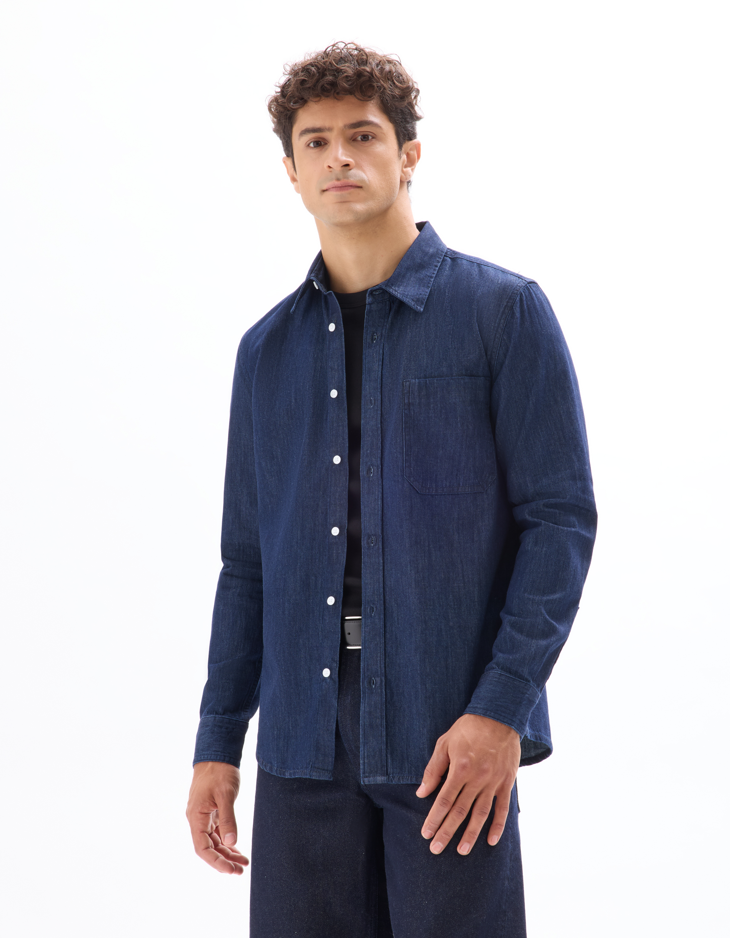 Chemise regular en jean 100% coton - marine - camaieu - Modalova