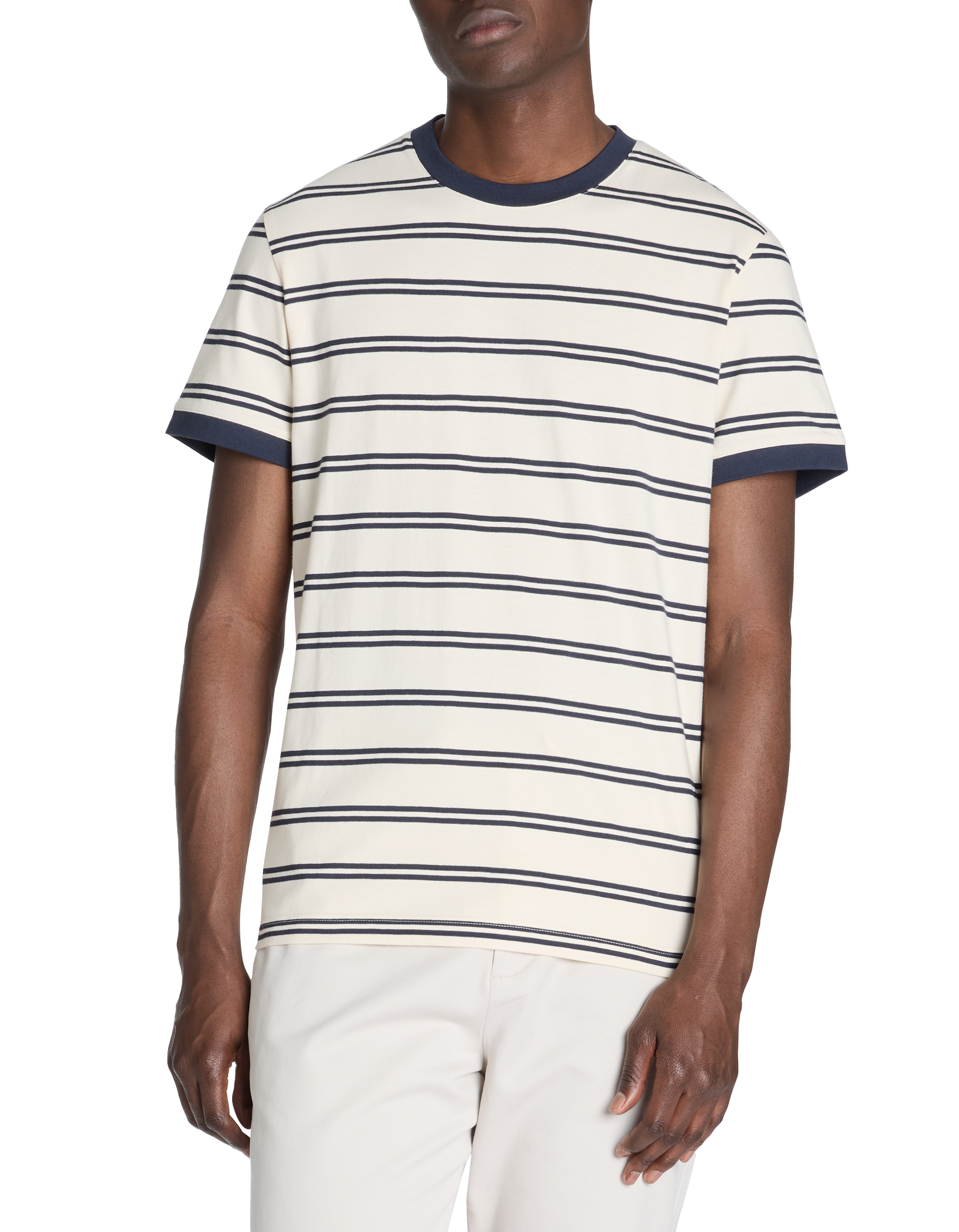 T-shirt straight col rond 100% coton - marine - camaieu - Modalova