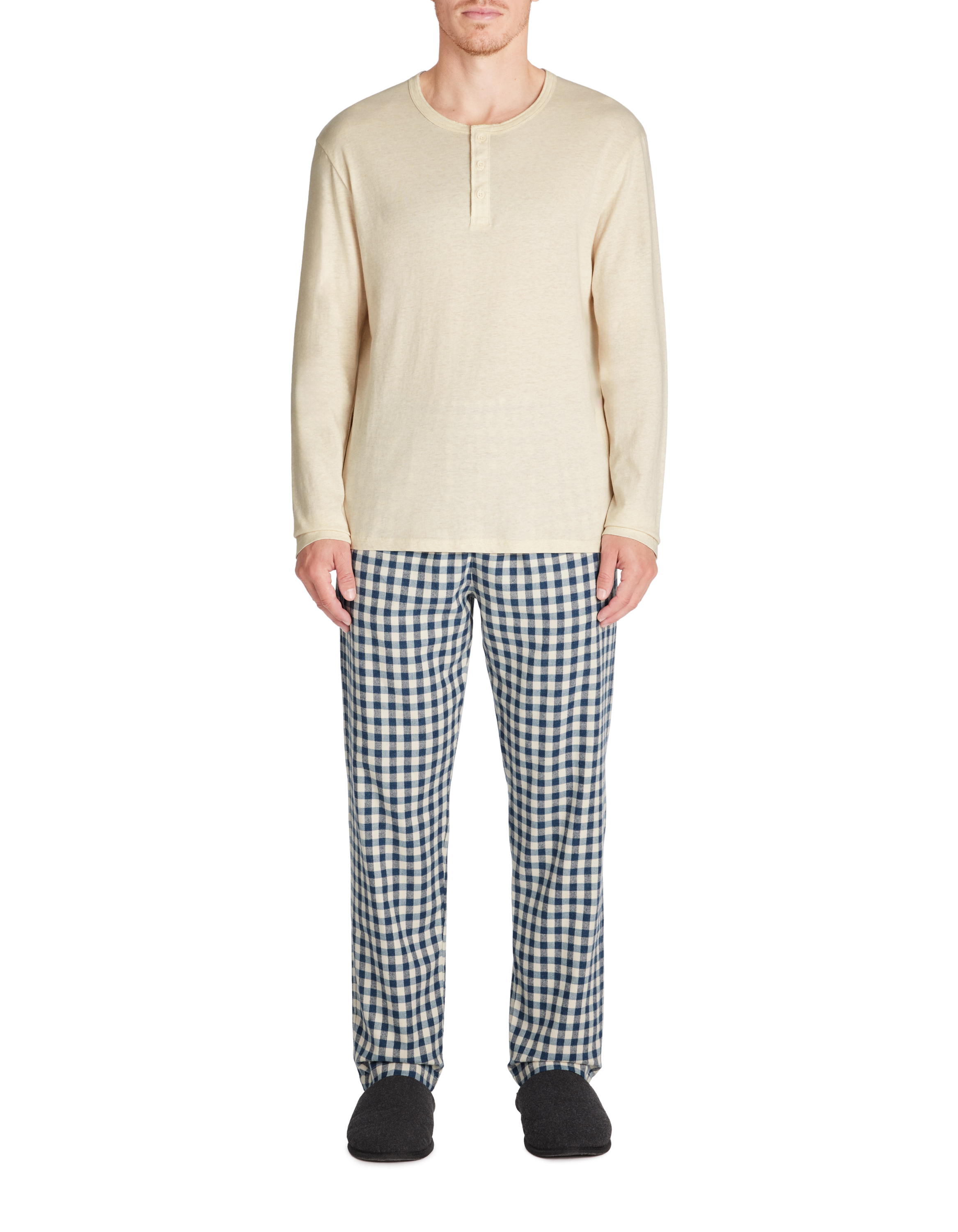 Pyjama pantalon en coton - beige - camaieu - Modalova