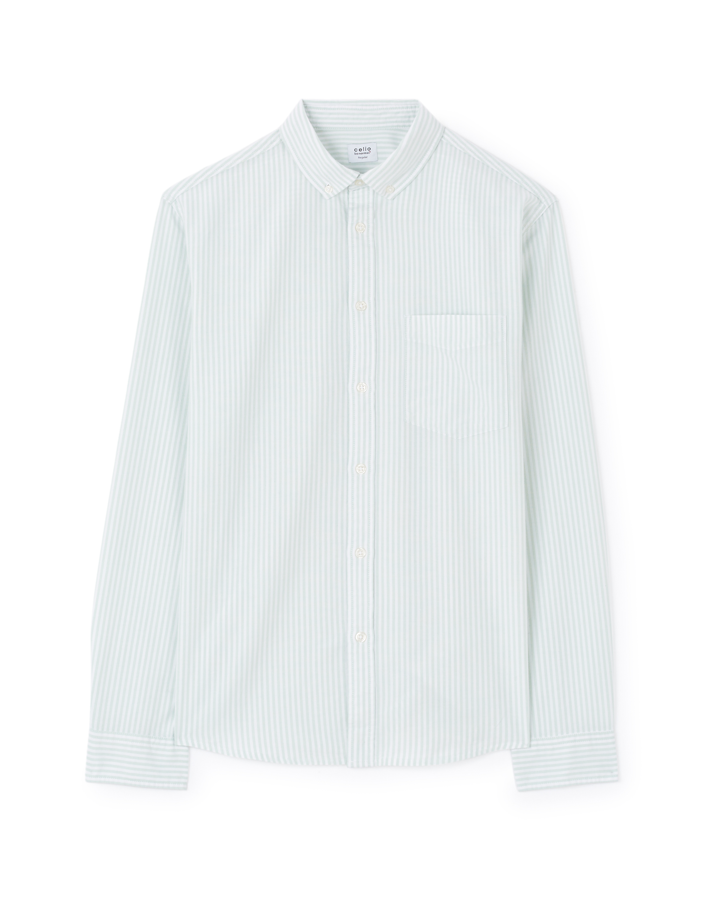 Chemise regular à rayures 100% coton - vert