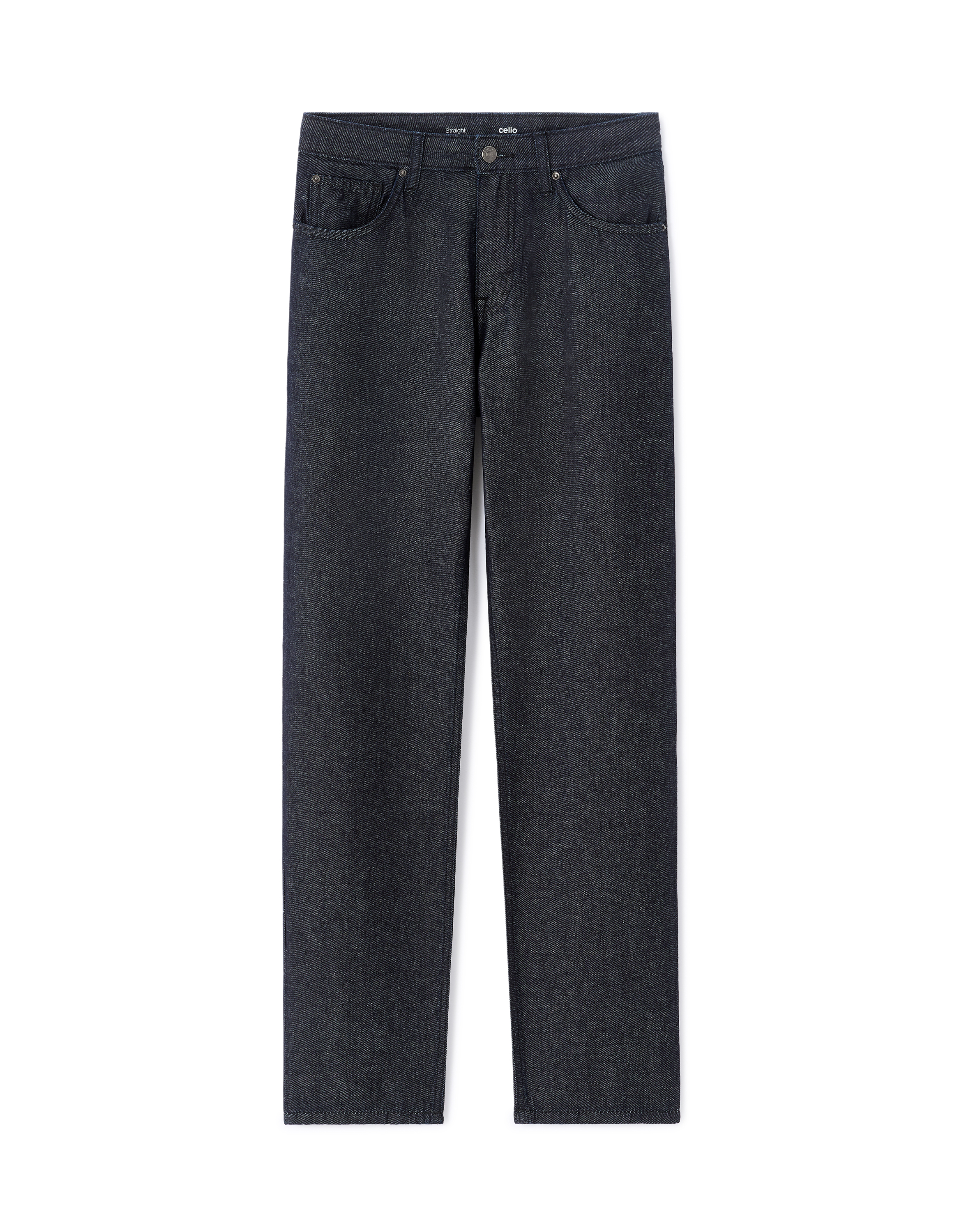 Jean straight coton lin mélangé - bleu
