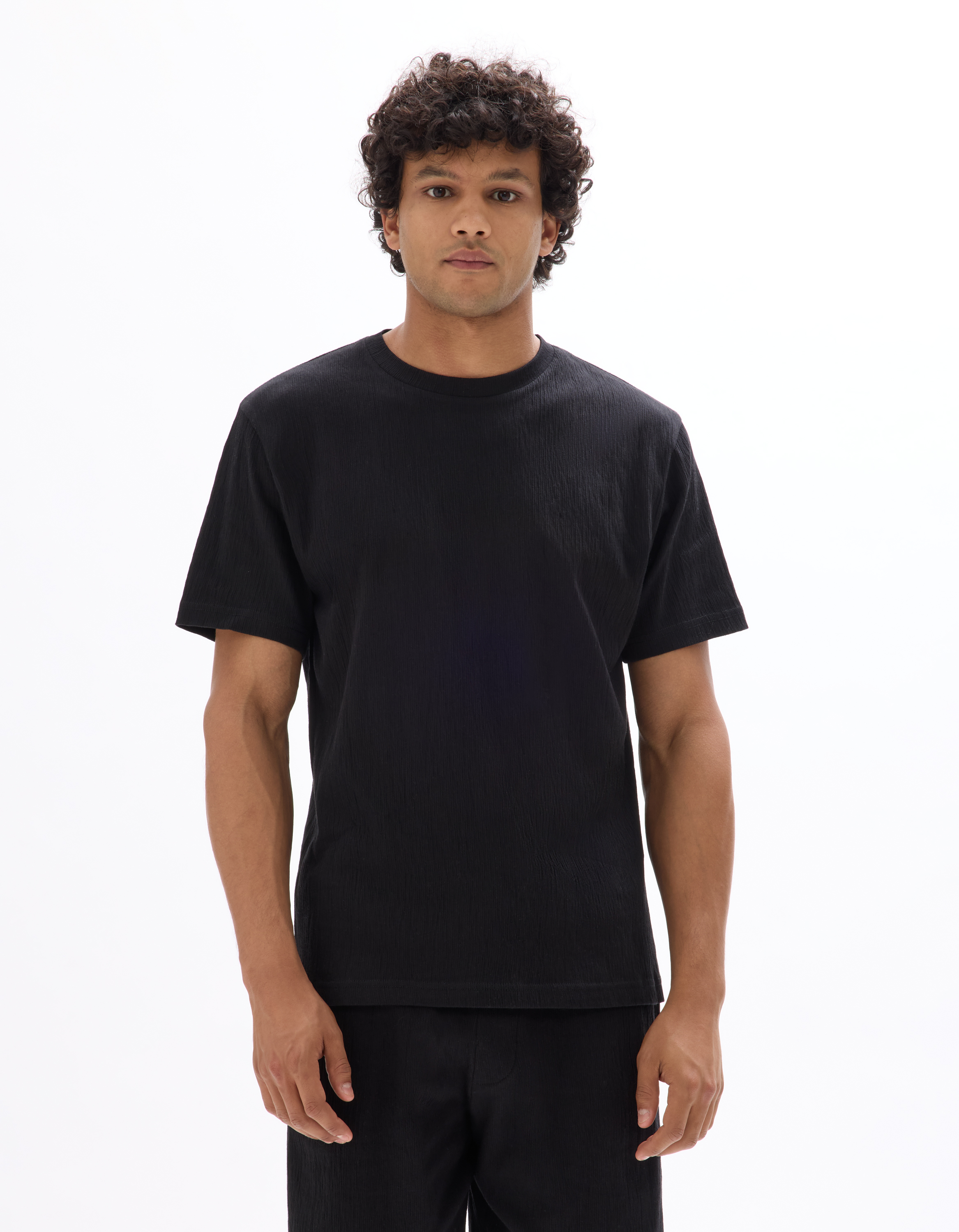T-shirt boxy col rond plissée - camaieu - Modalova