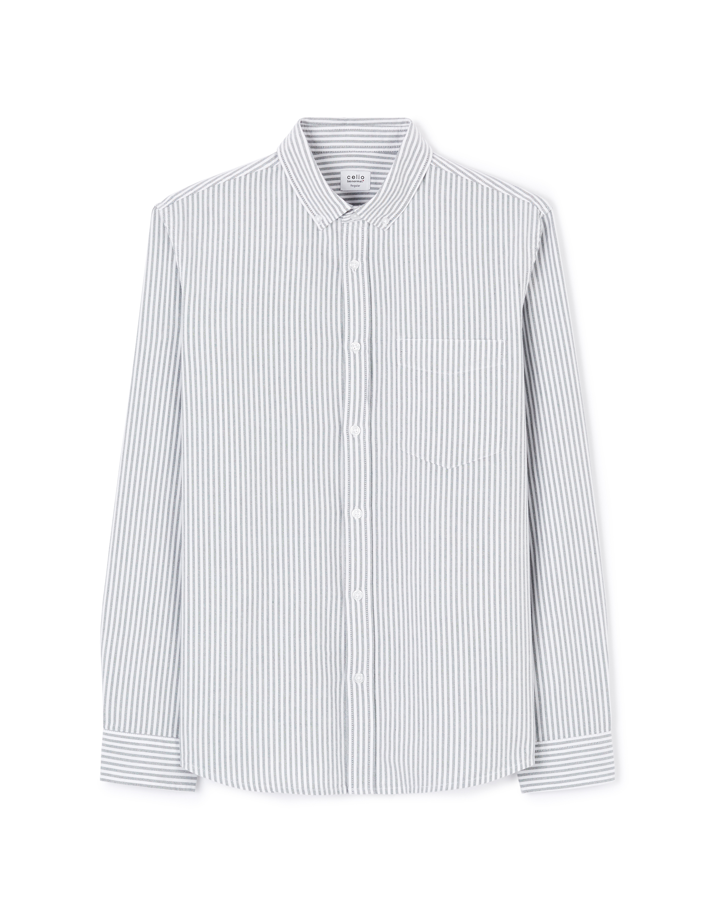 Chemise regular à rayures en coton oxford - vert