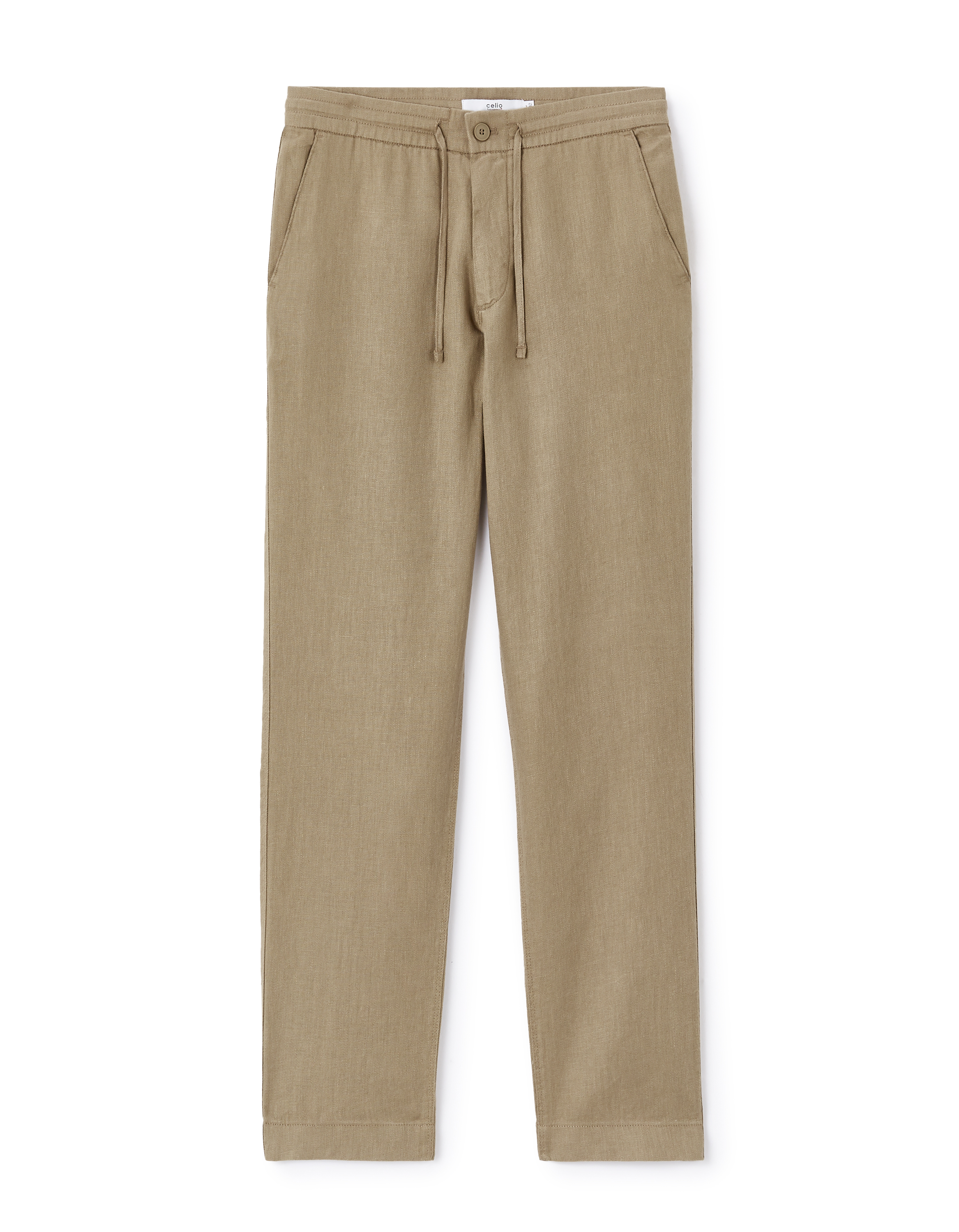 Pantalon straight 100% lin - taupe