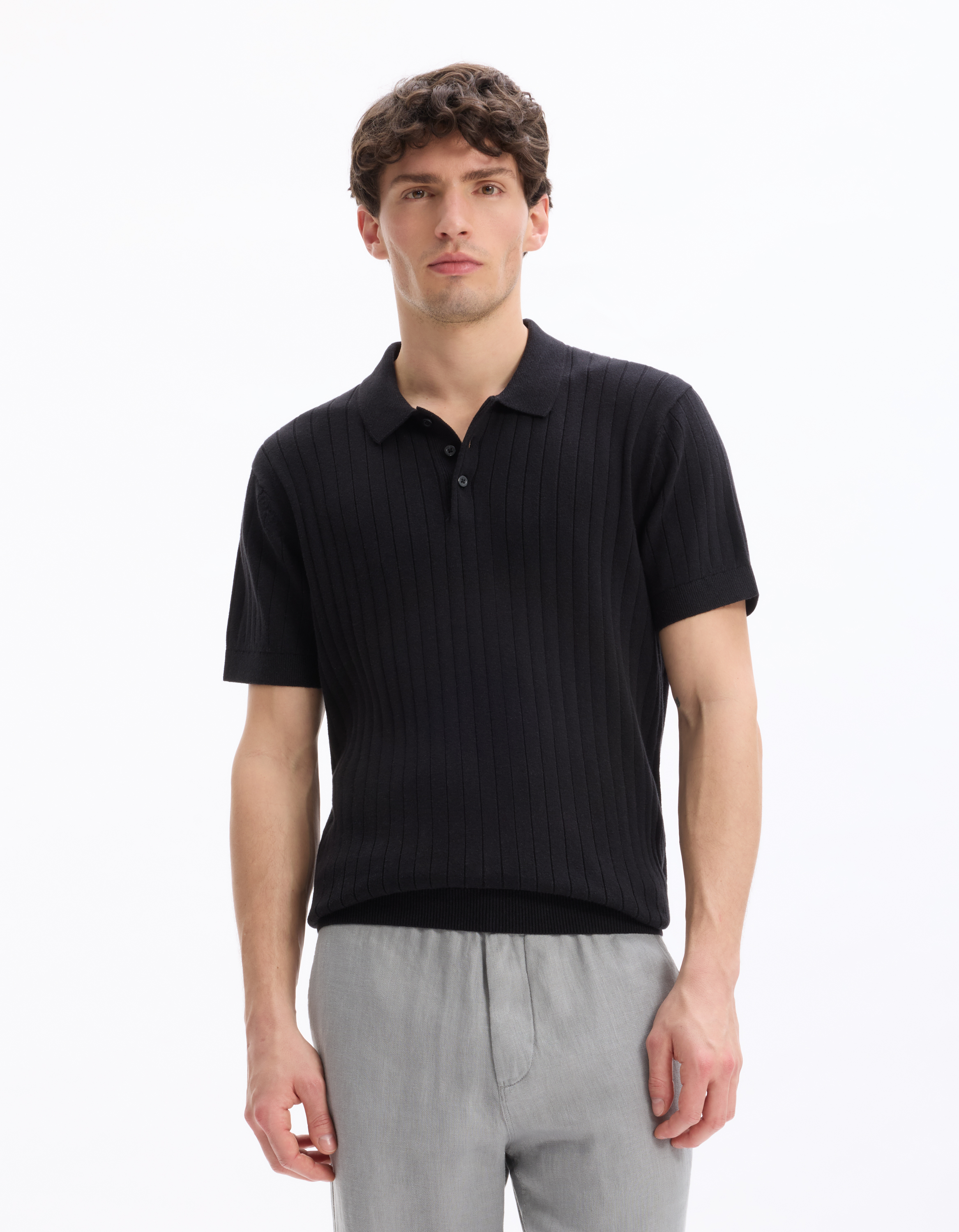 Polo regular en maille texturée coton mélangé - camaieu - Modalova