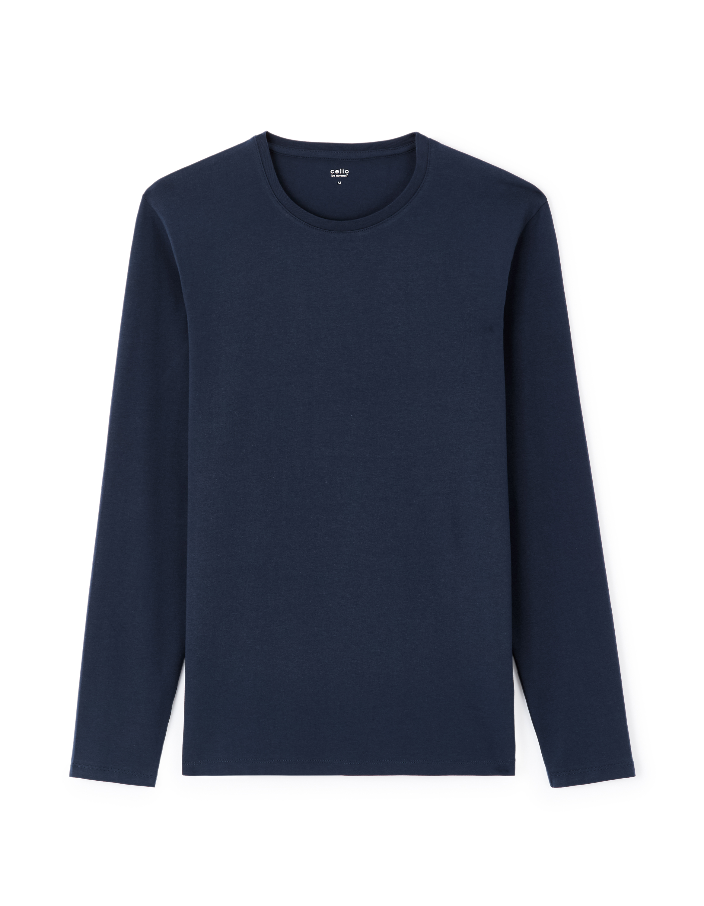 T-shirt col rond manches longues - marine