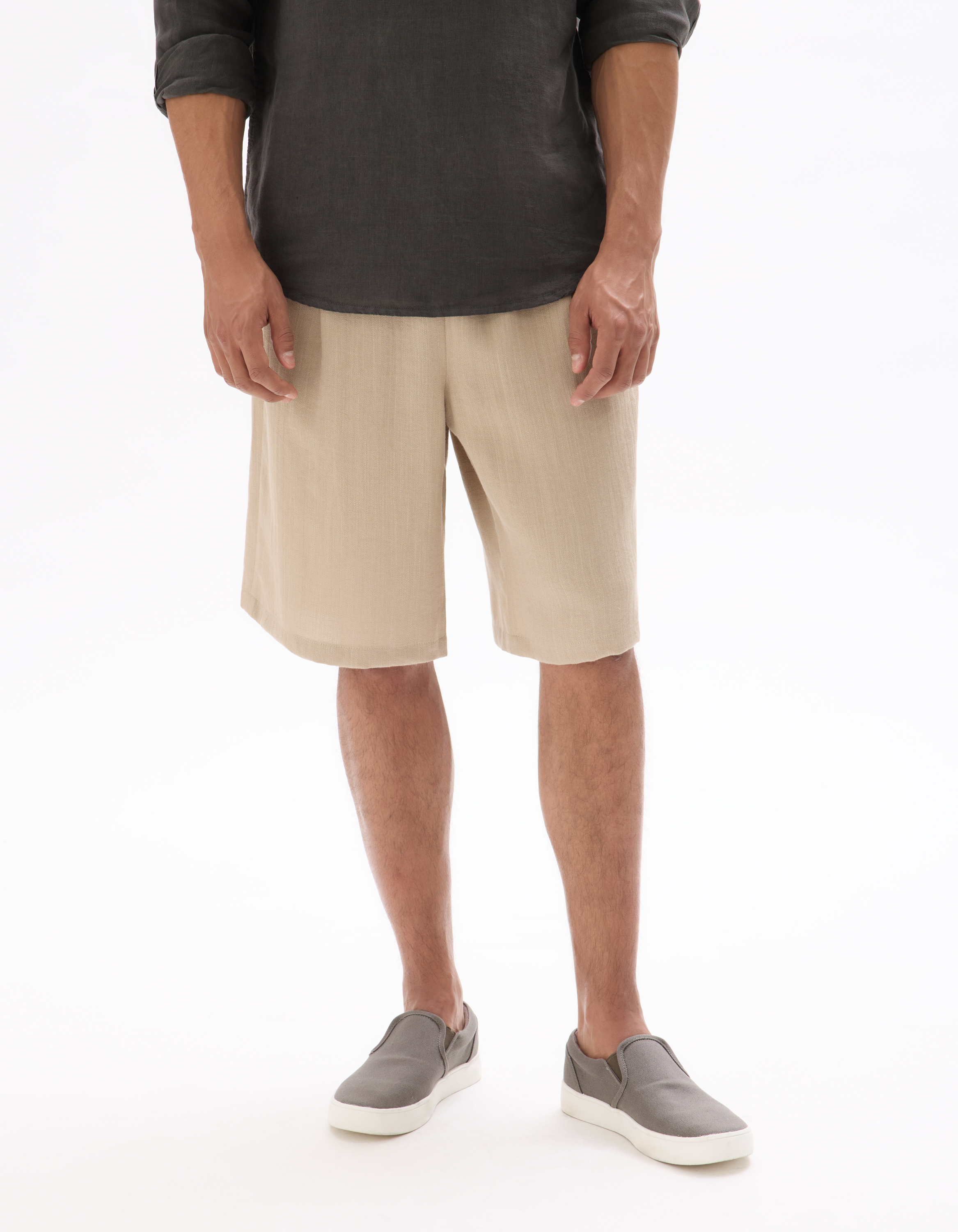Bermuda armuré - beige - camaieu - Modalova