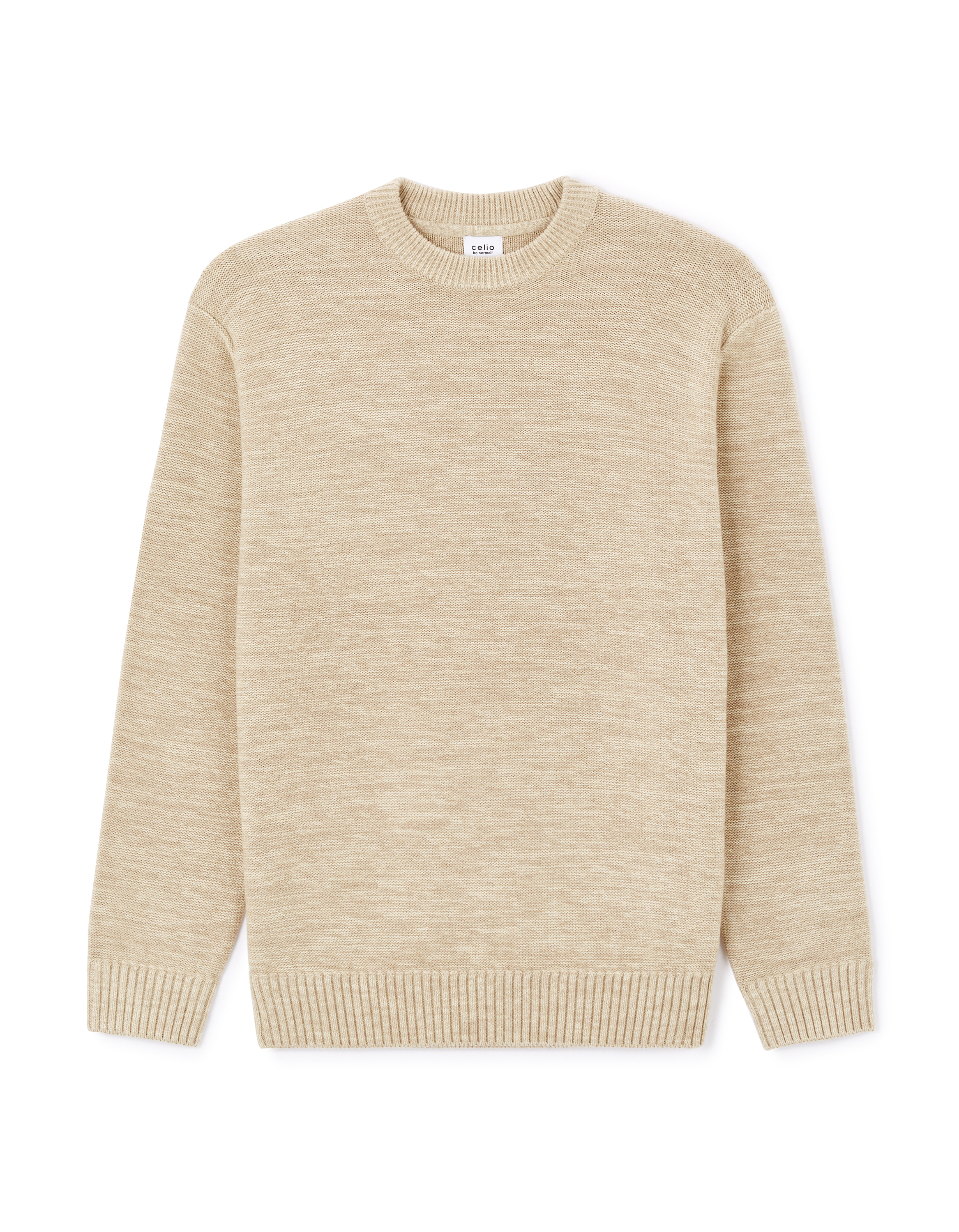 Pull col rond relax coton mélangé - beige