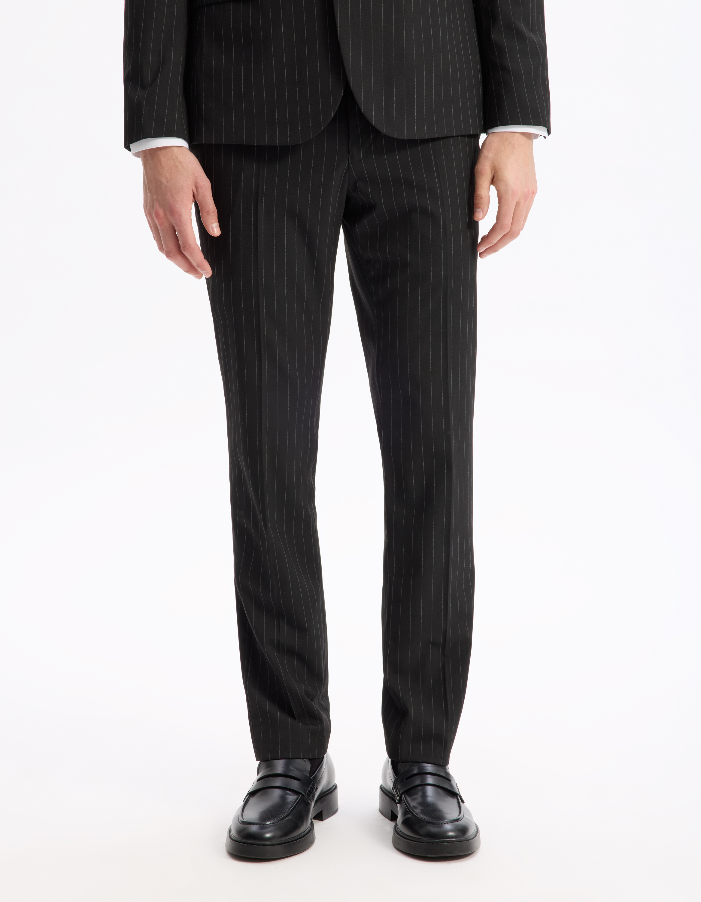 Pantalon de costume slim stretch rayé - noir - camaieu - Modalova
