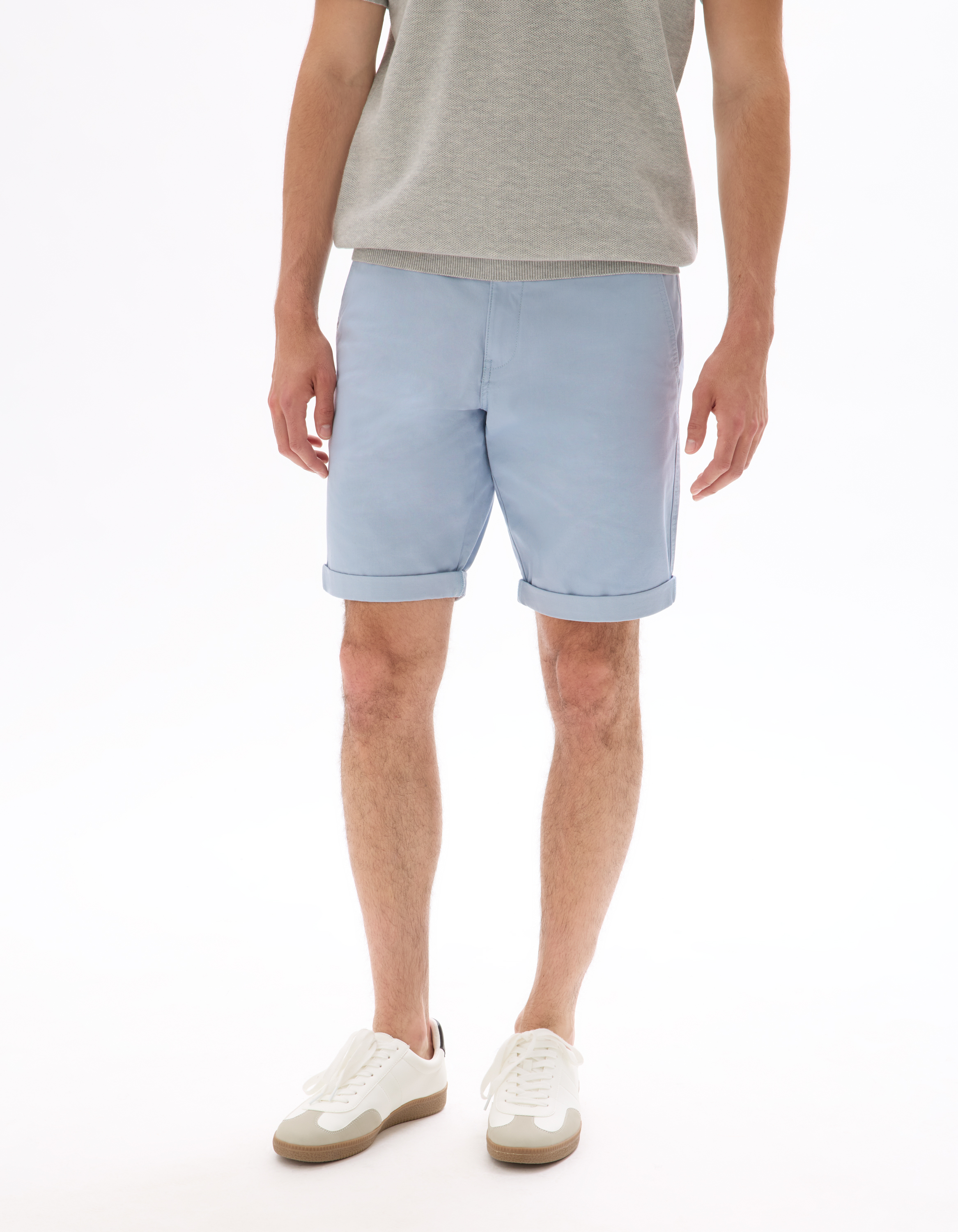 Bermuda chino en coton stretch - bleu clair - camaieu - Modalova