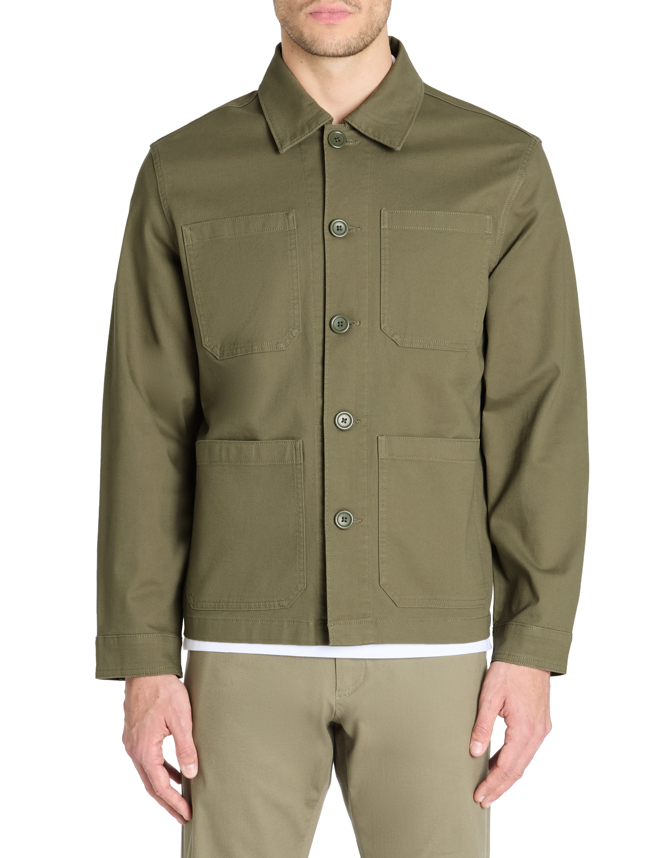 Veste col chemise - olive - camaieu - Modalova