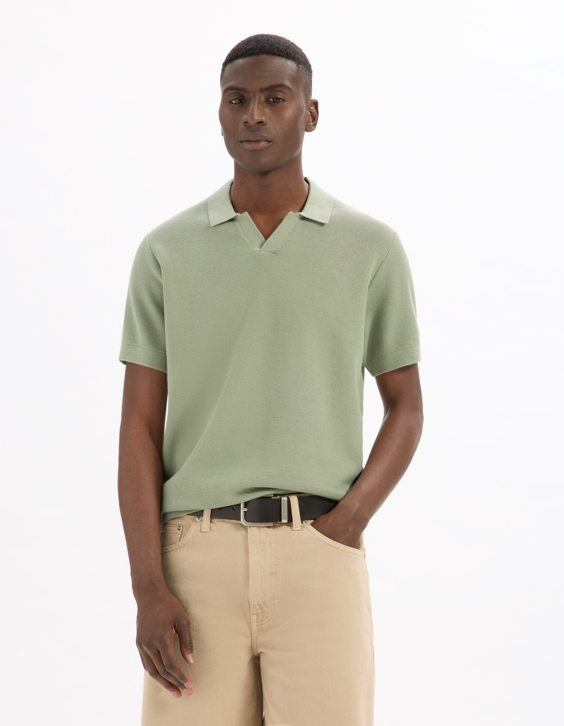 Polo piqué regular 100% Coton tricot - vert - camaieu - Modalova