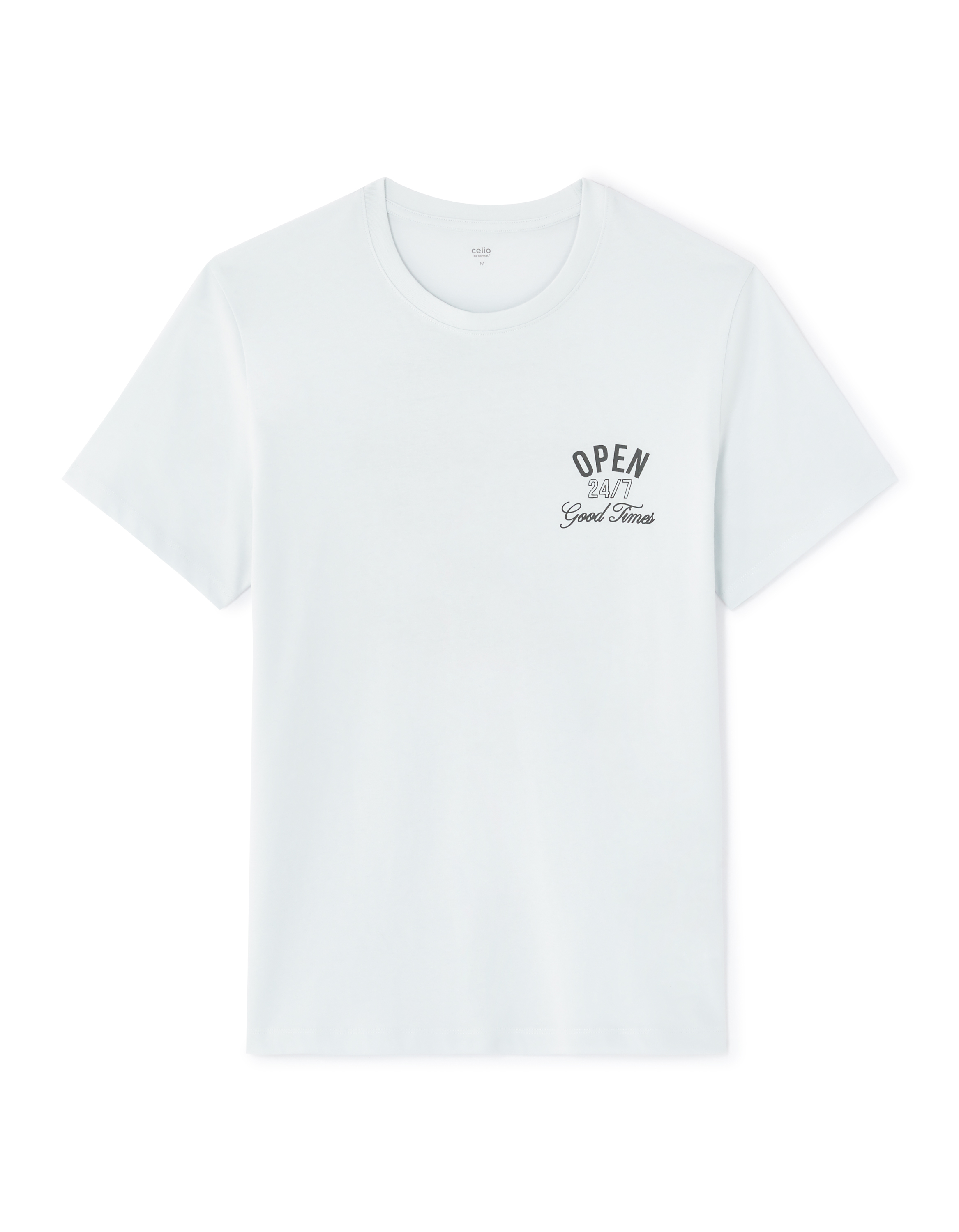 T-shirt straight col rond 100% coton - bleu clair