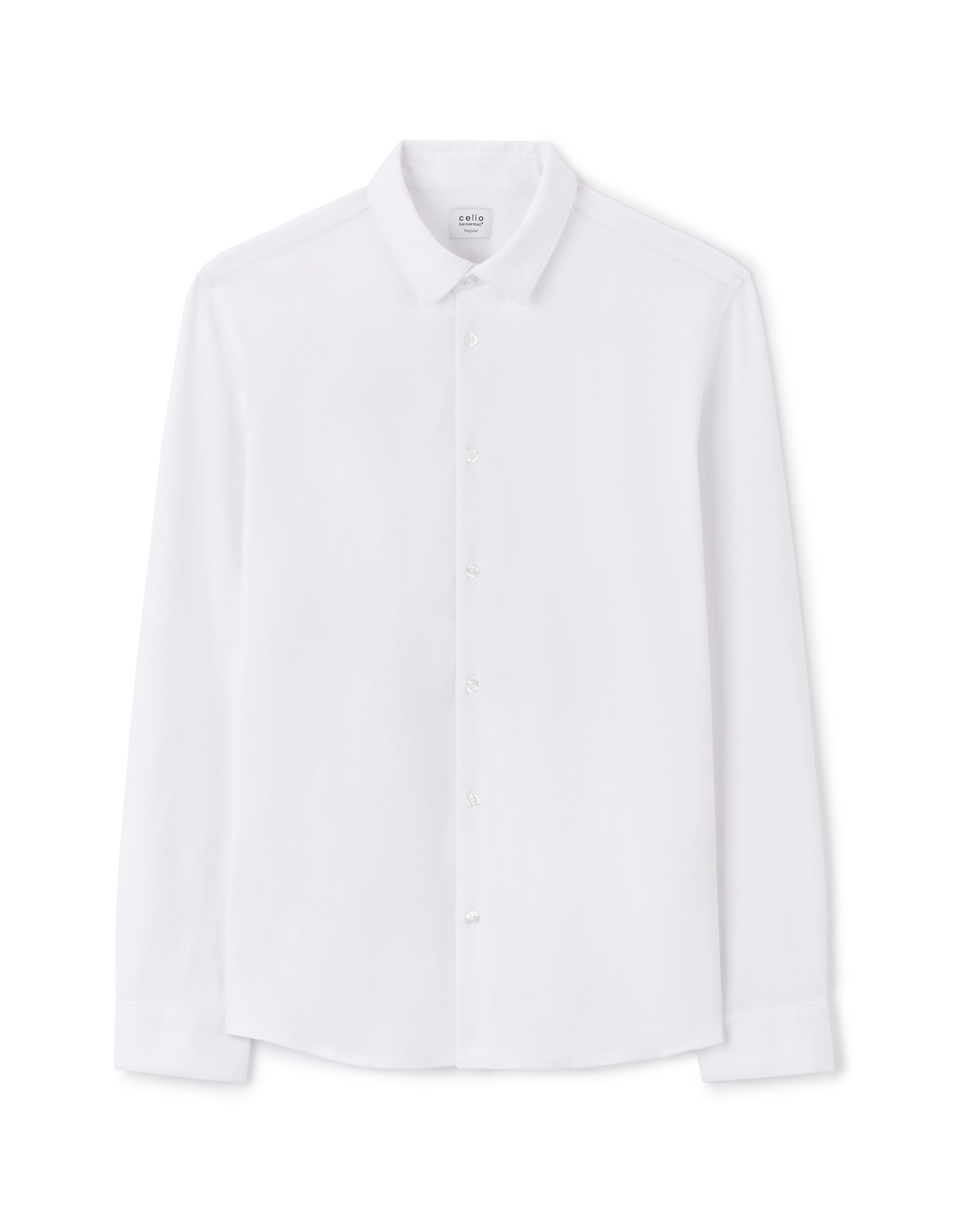 Chemise regular en jersey col français - blanc