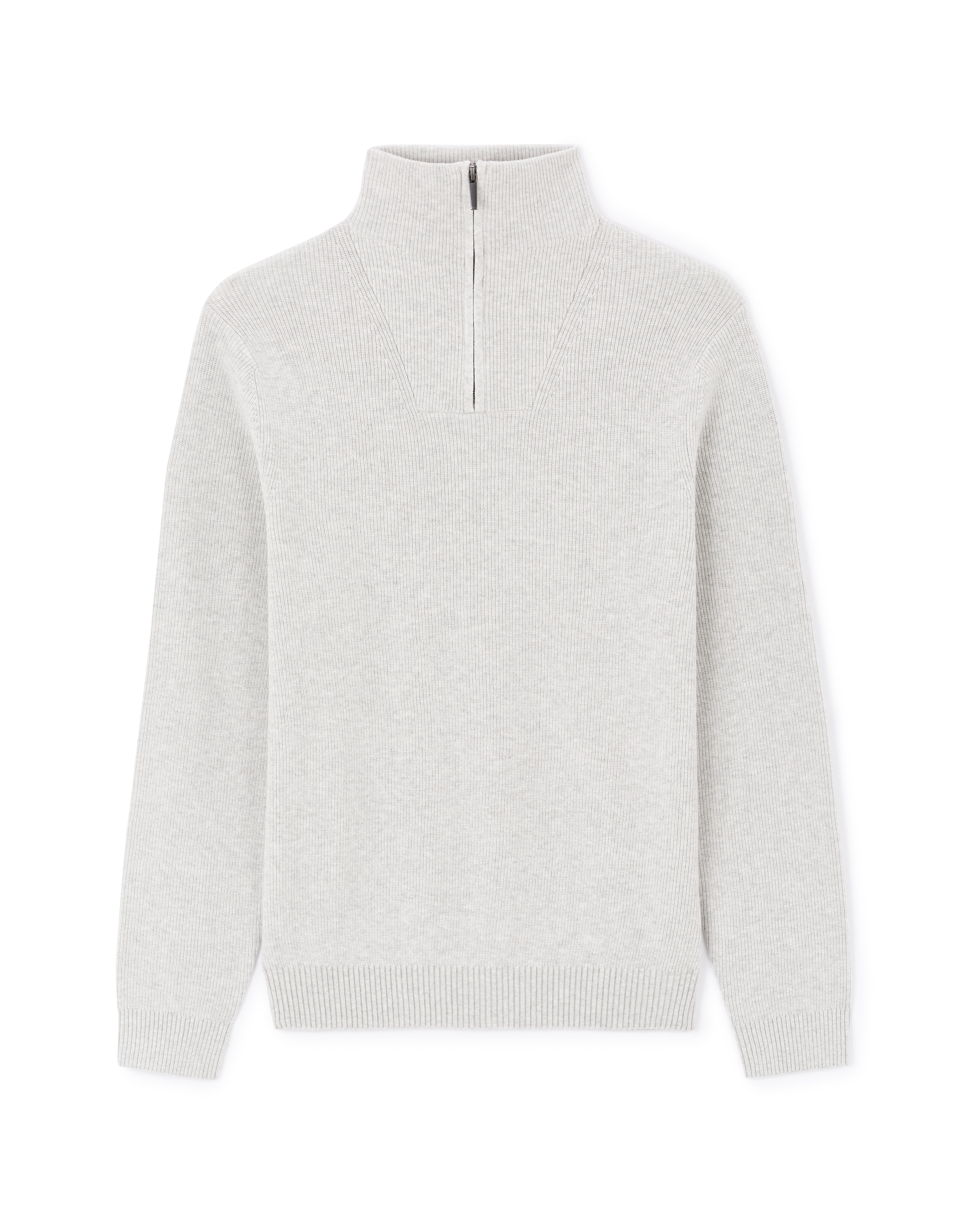 Pull col camionneur regular coton mélangé - gris chiné