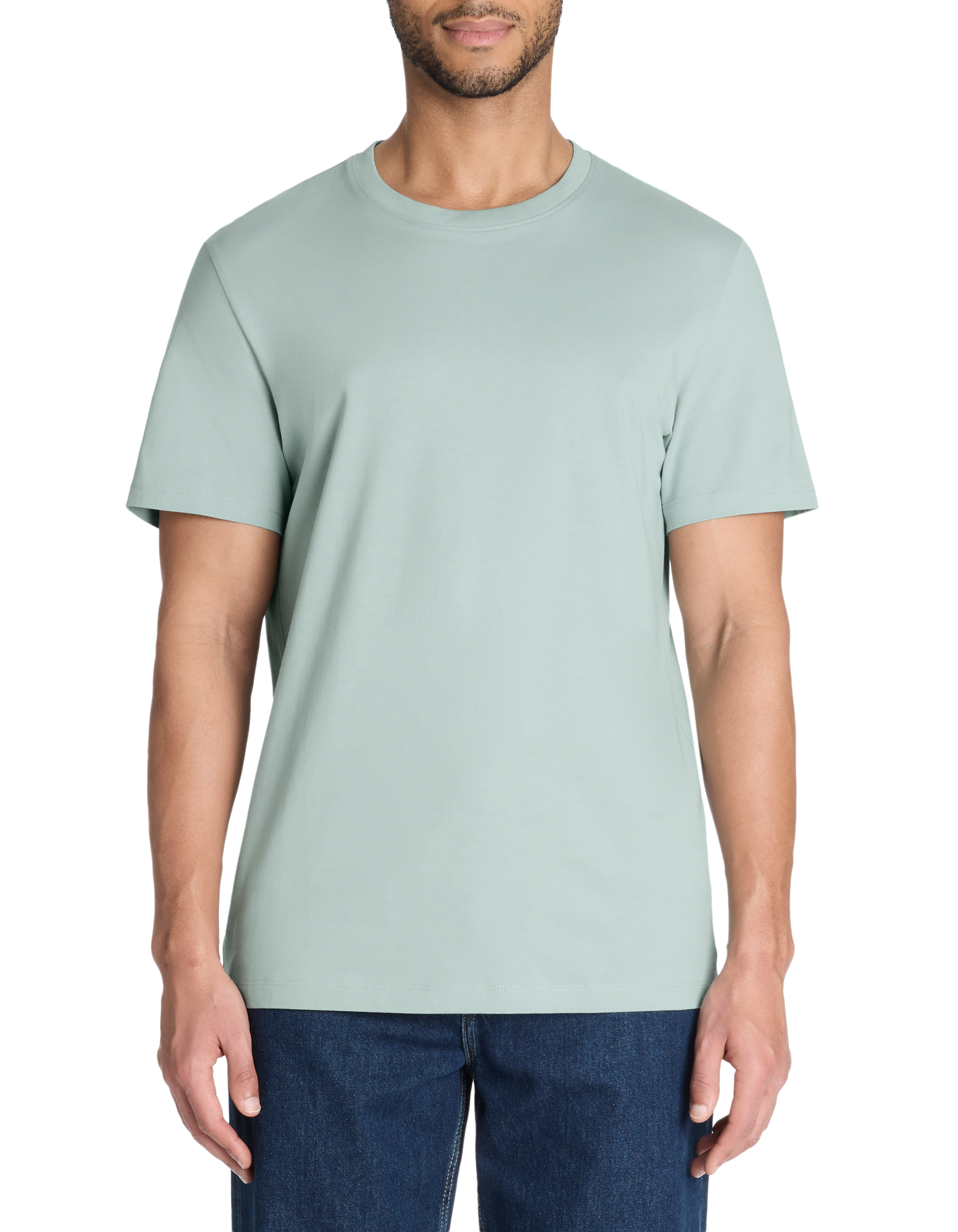 T-shirt straight col rond 100% coton - vert - camaieu - Modalova
