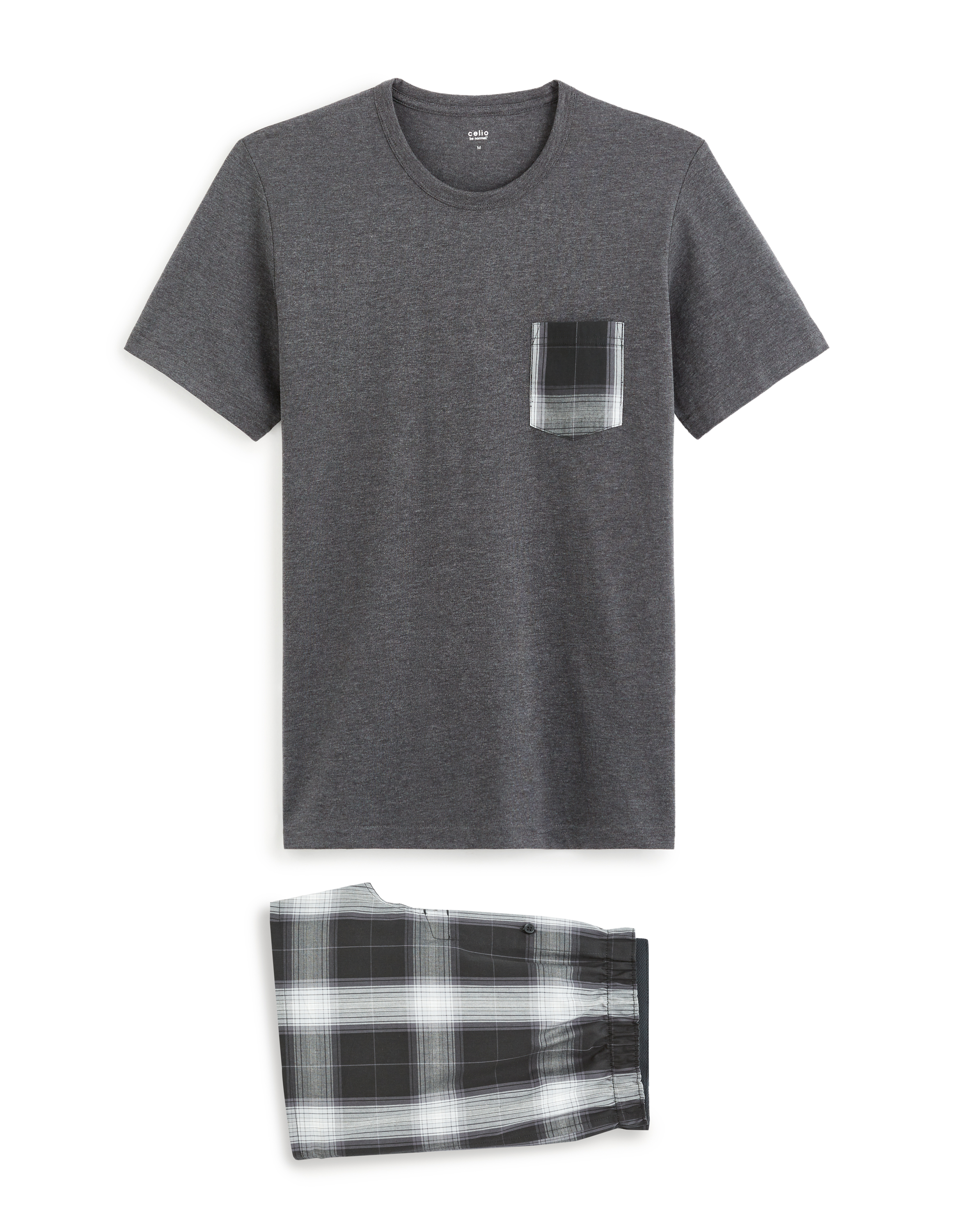 Pyjama haut et bas coton mélangé - anthracite