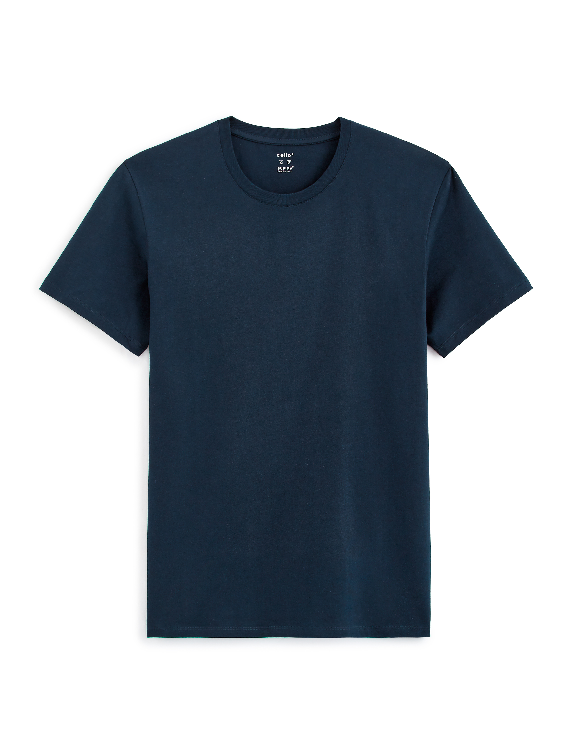 T-shirt straight col rond 100% coton - marine