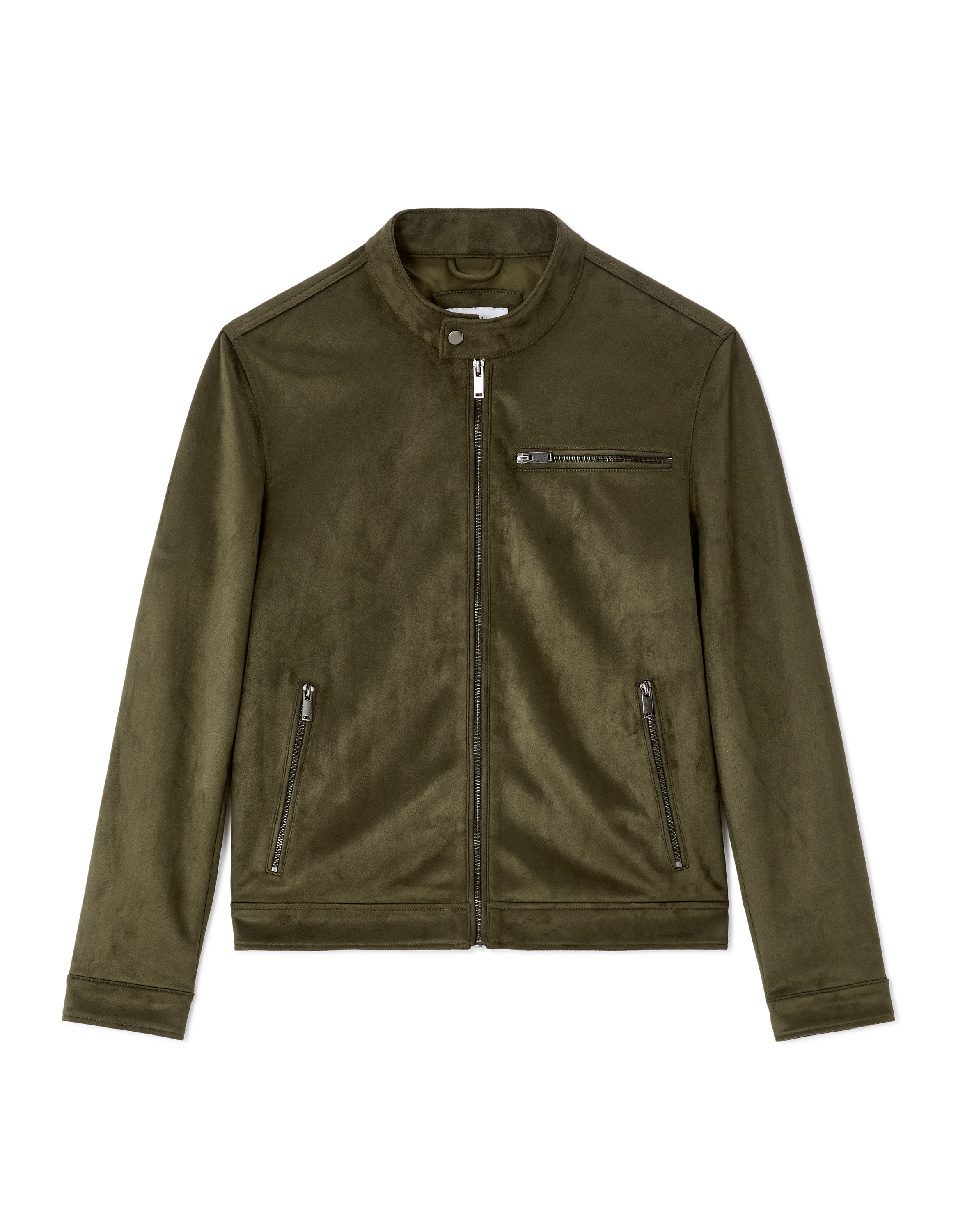 Blouson biker faux daim - kaki