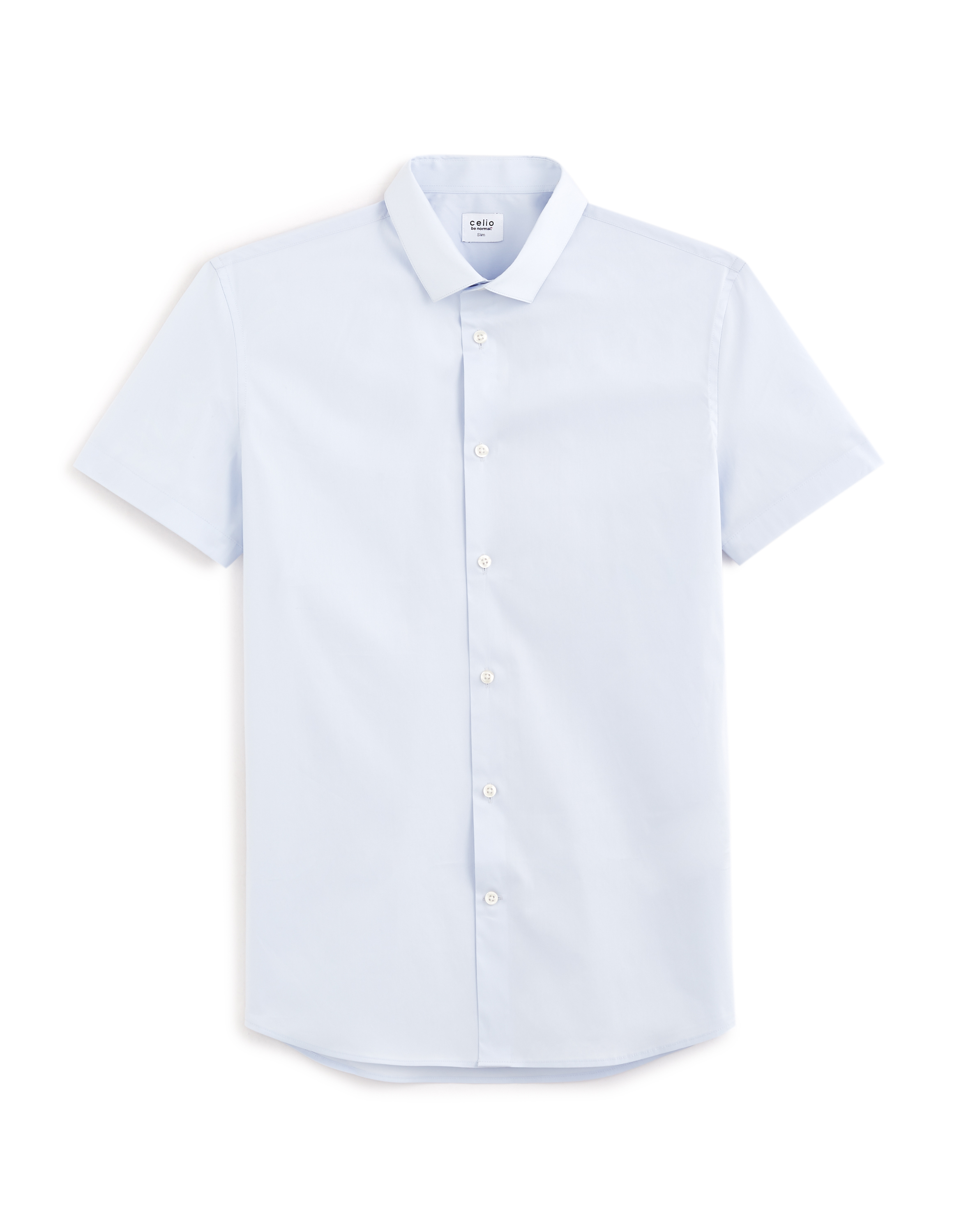 Chemisette slim en coton stretch - bleu clair