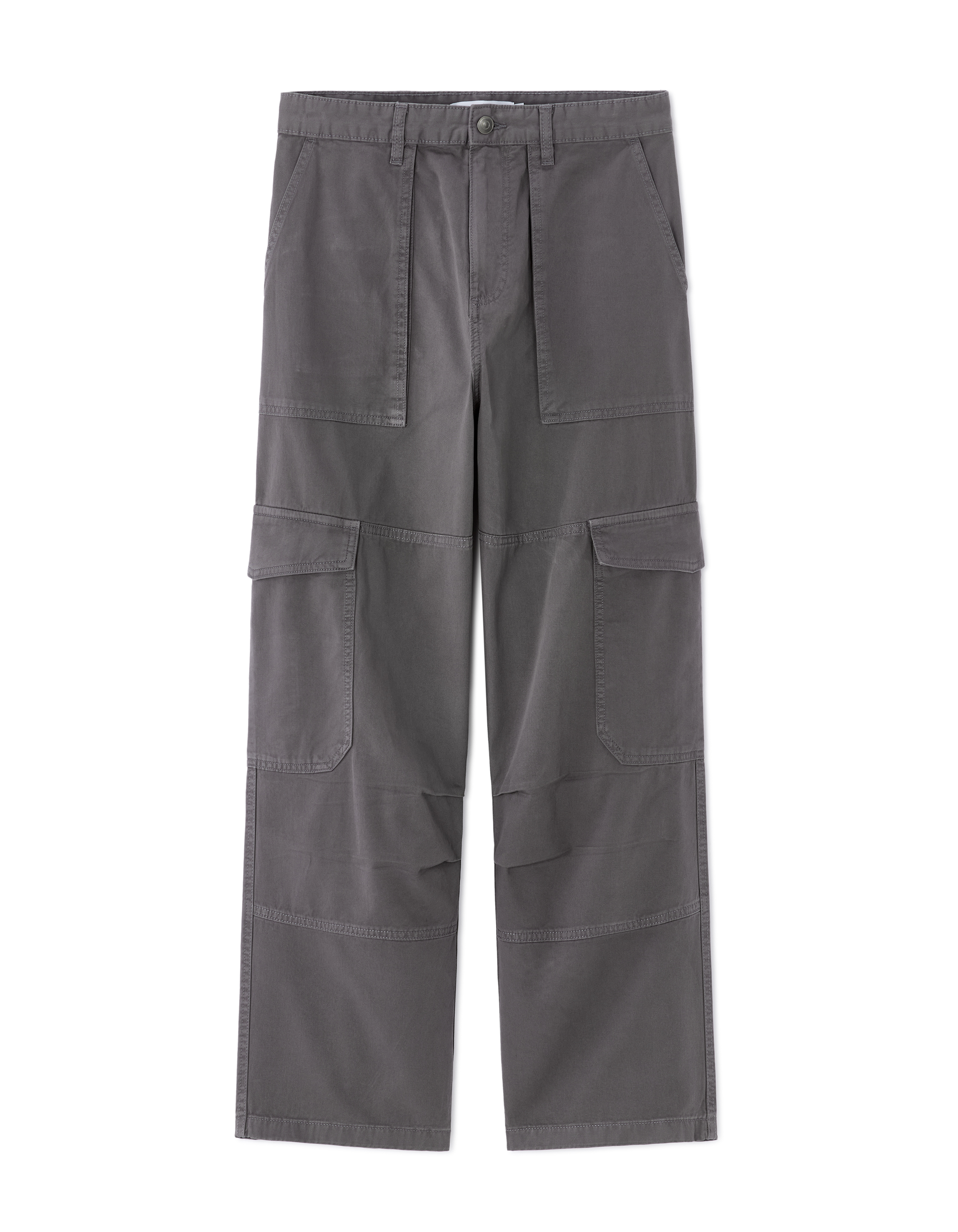 Pantalon cargo baggy 100% coton - gris