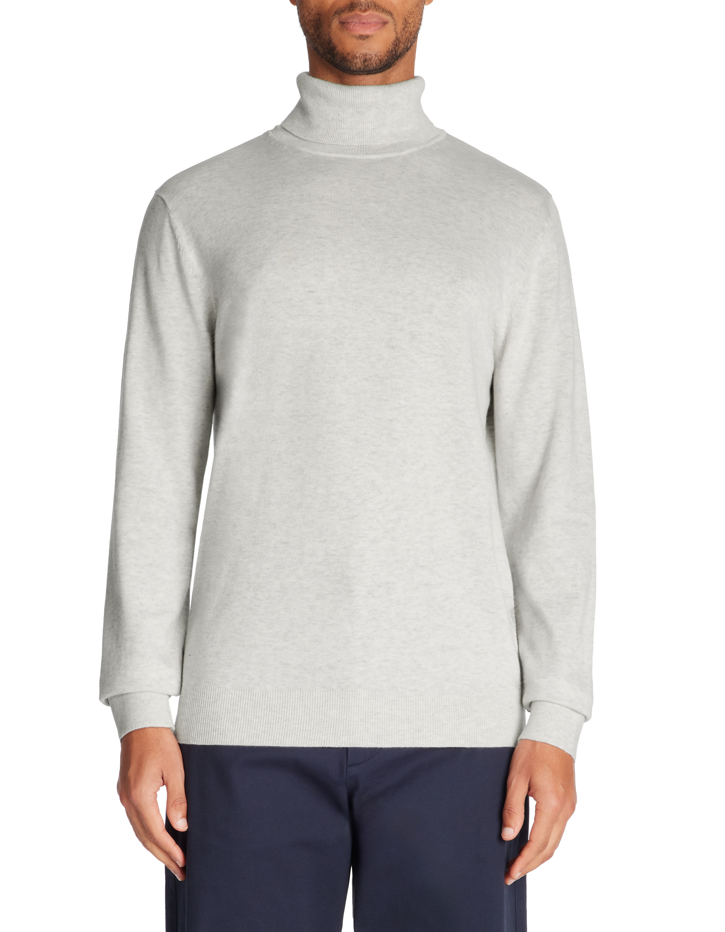 Pull col roulé 100% coton - gris chiné - camaieu - Modalova