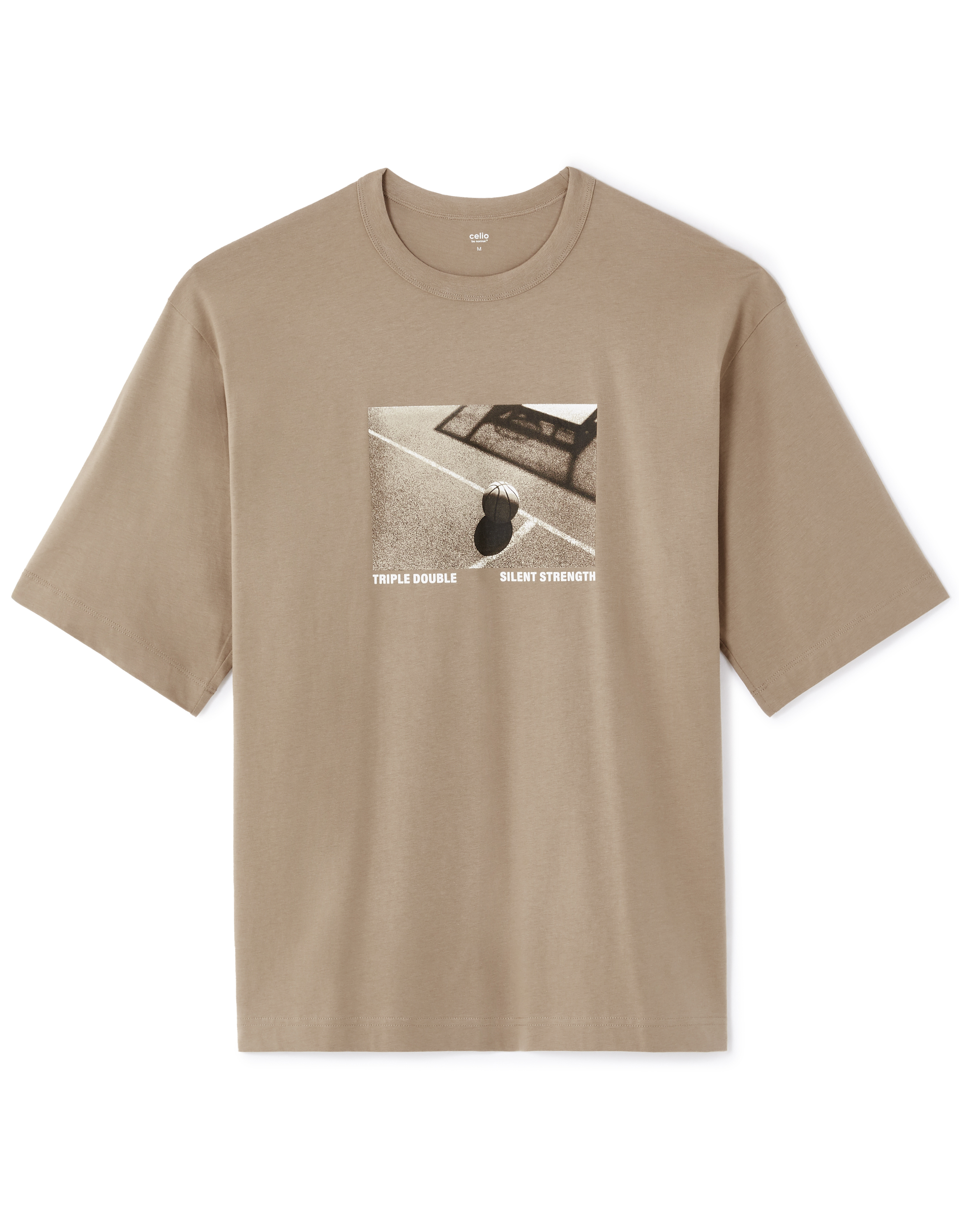 T-shirt oversize col rond 100% coton - taupe
