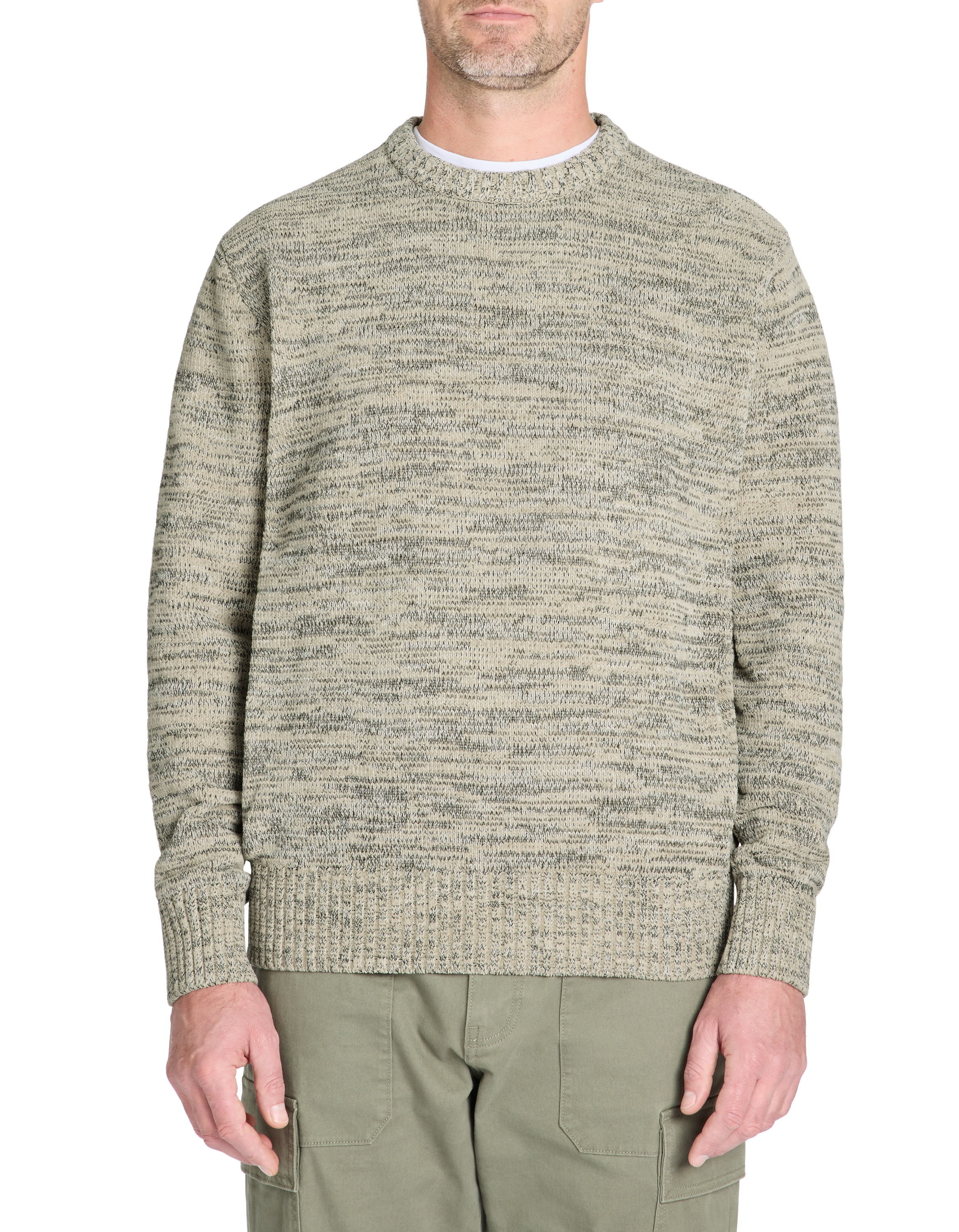 Pull col rond 100% coton - taupe clair - camaieu - Modalova