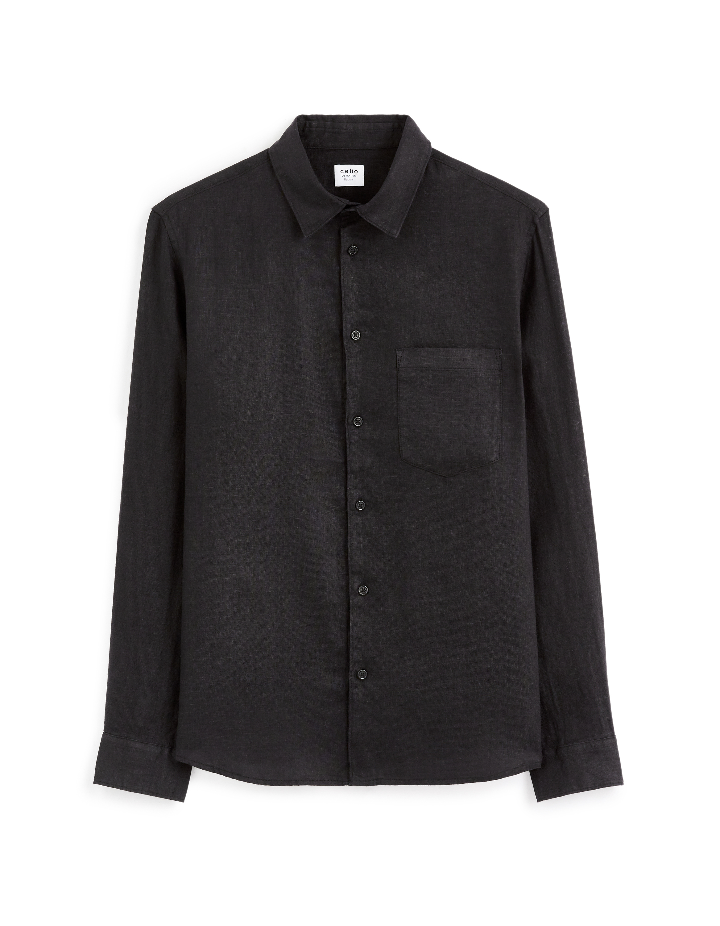 Chemise regular 100% lin - noir