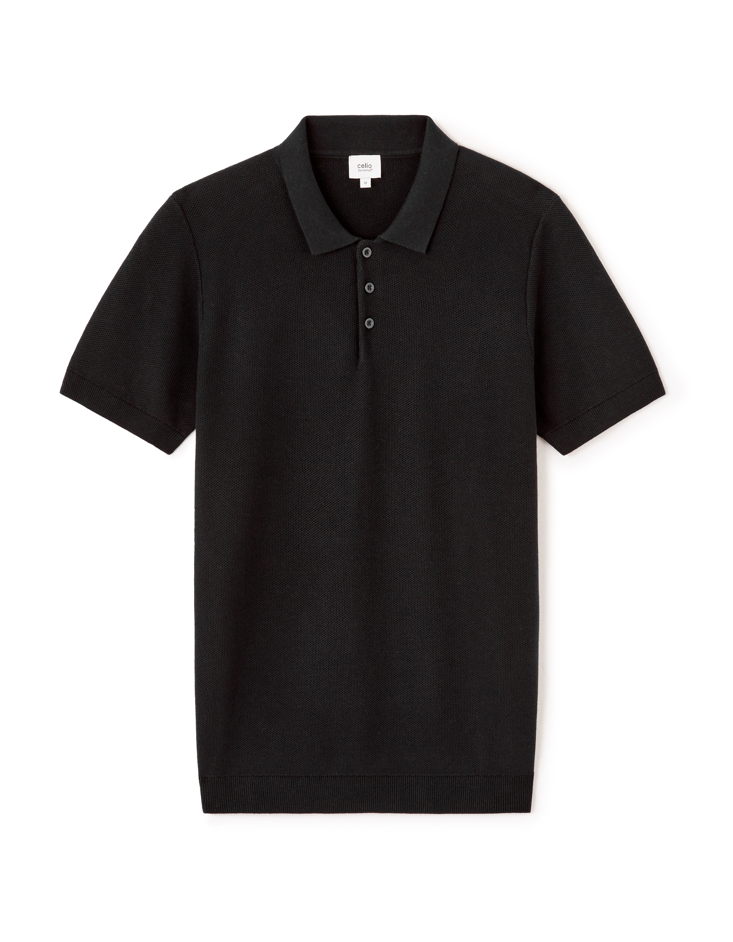 Polo regular en maille texturée 100% coton - noir
