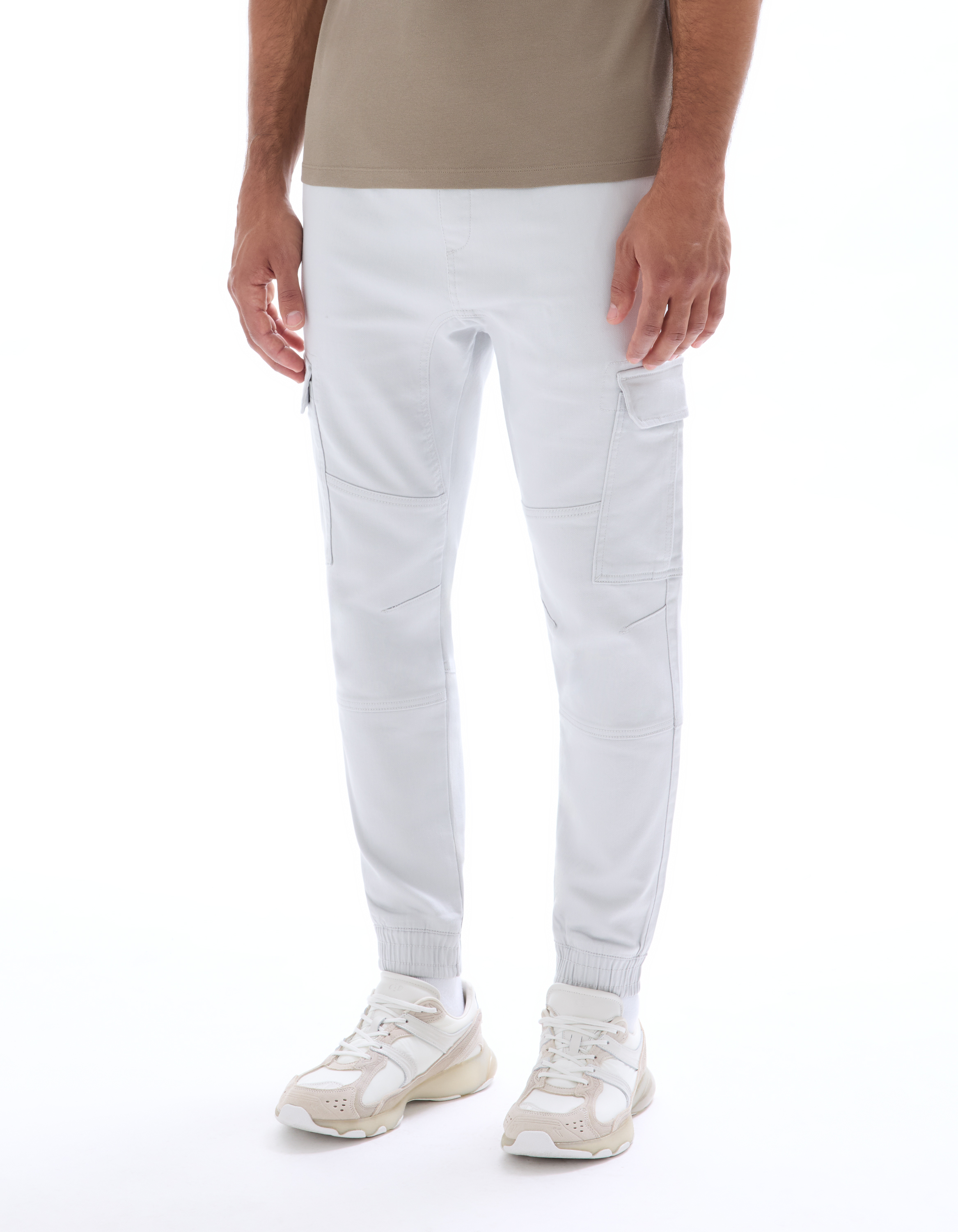 Pantalon cargo slim coton stretch - écru - camaieu - Modalova