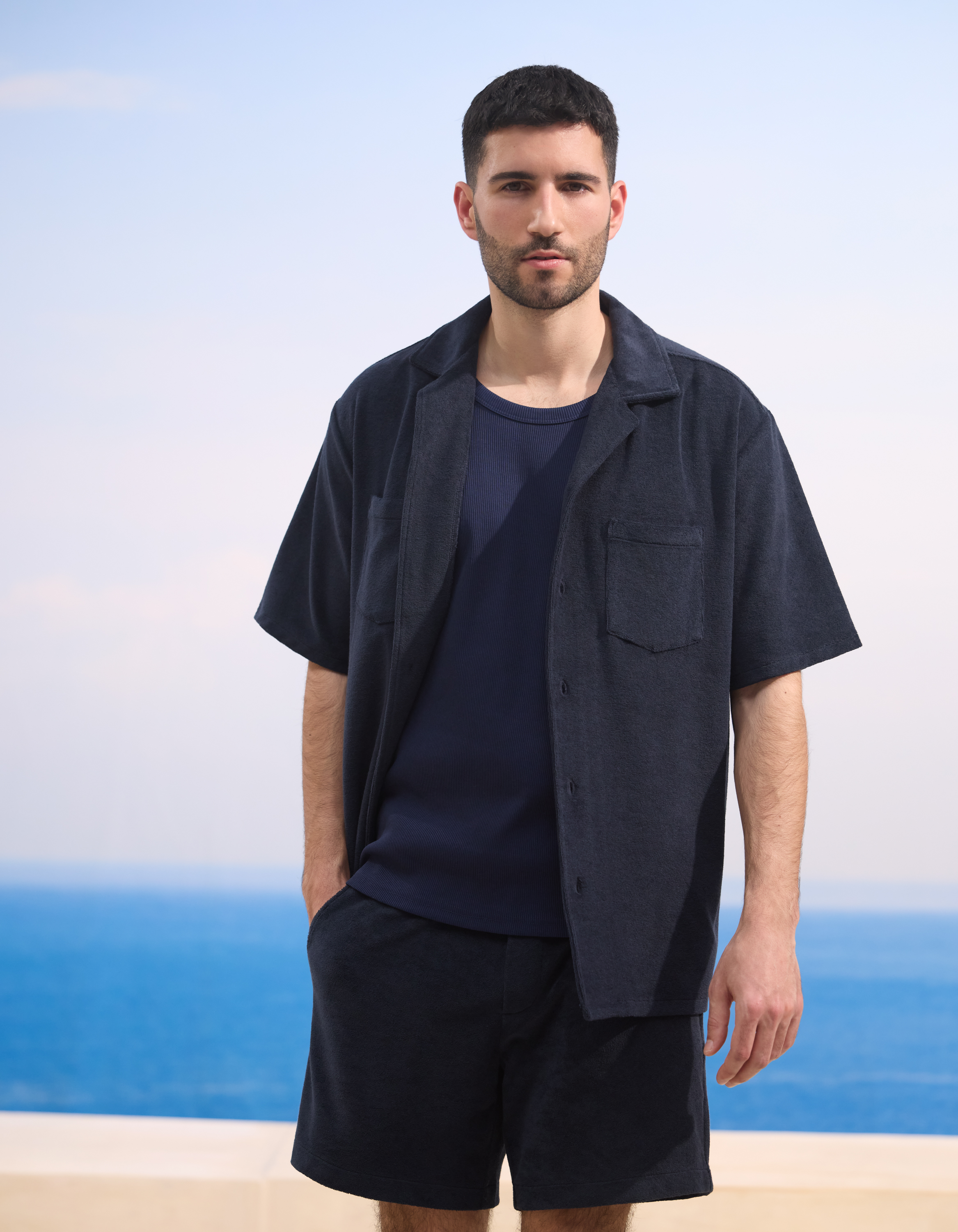 Saint-Tropez - Chemise marine en éponge - camaieu - Modalova