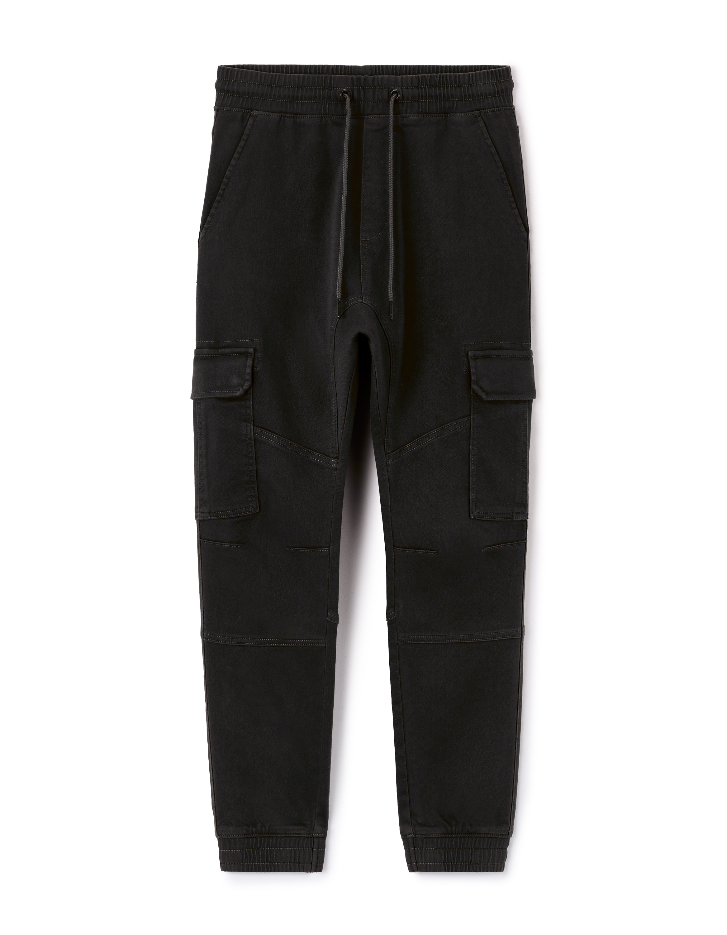 Pantalon cargo slim en coton stretch - noir