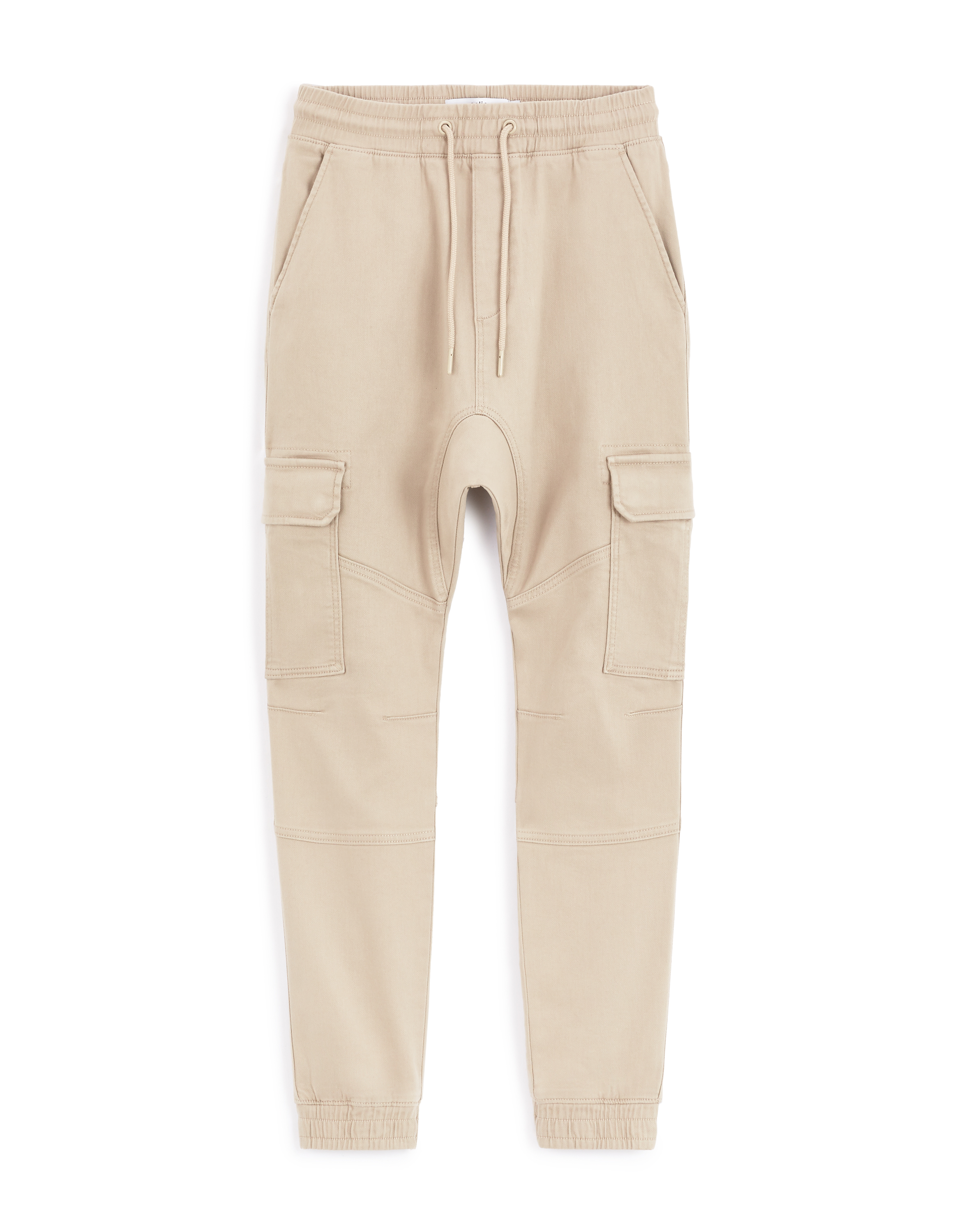 Pantalon cargo slim en coton stretch - beige