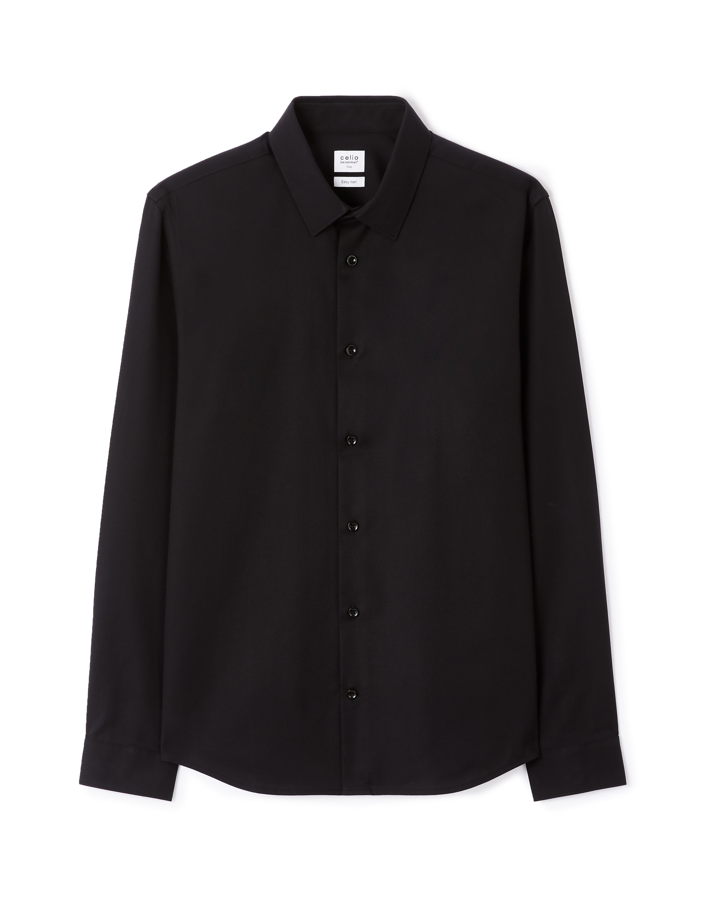 Chemise slim col italien 100% coton - noir