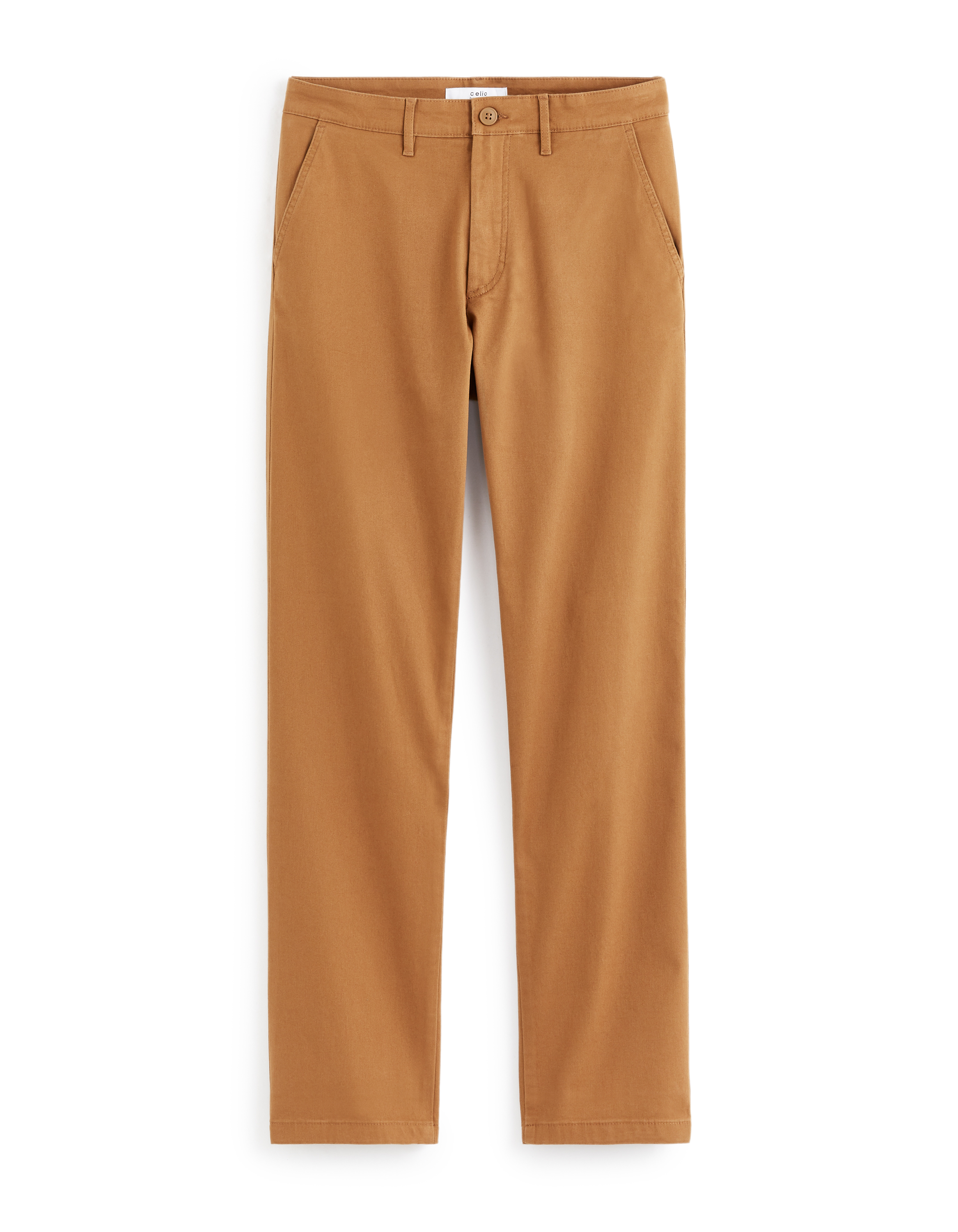 Pantalon chino straight en coton stretch - caramel