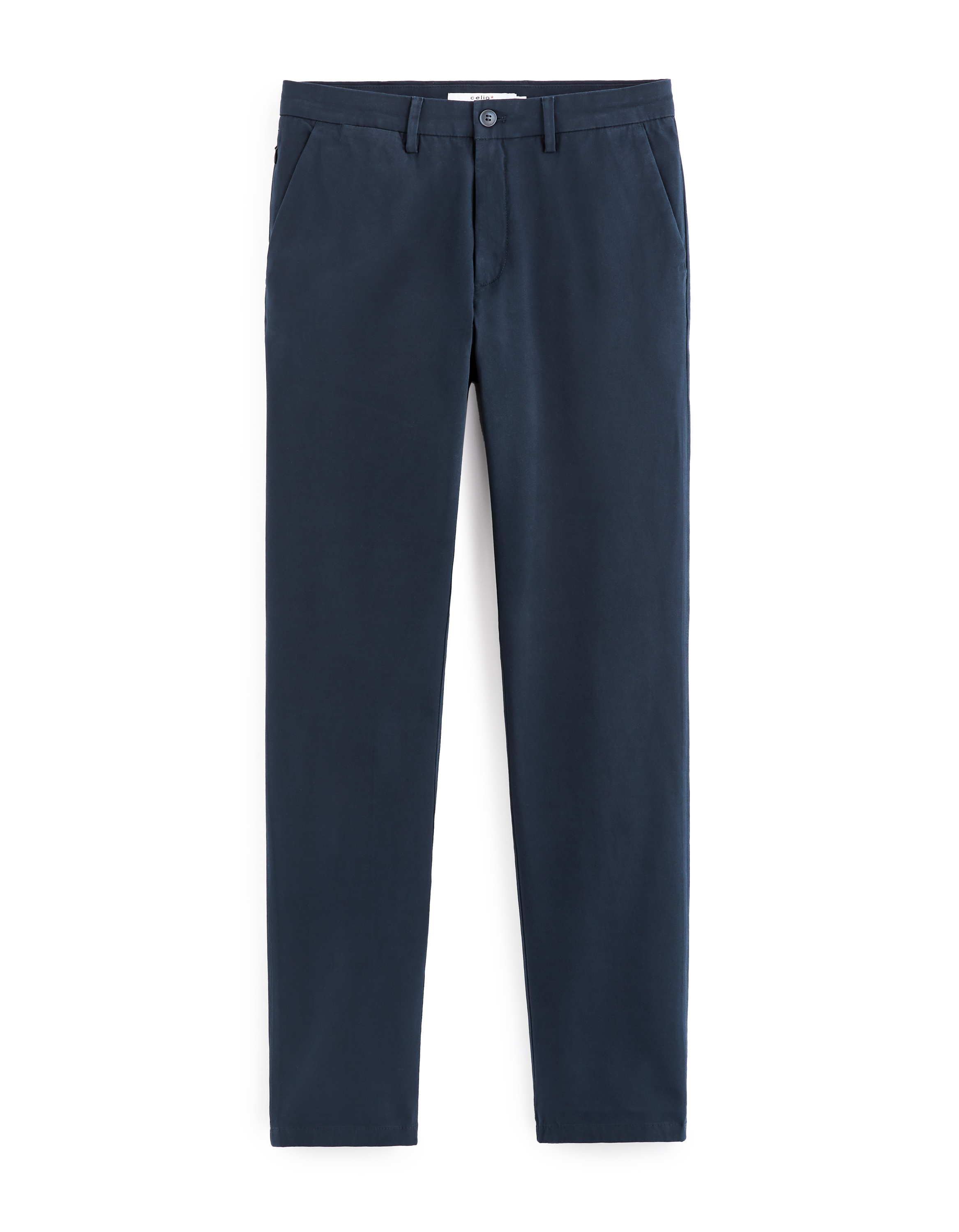 Pantalon chino straight en coton stretch - marine