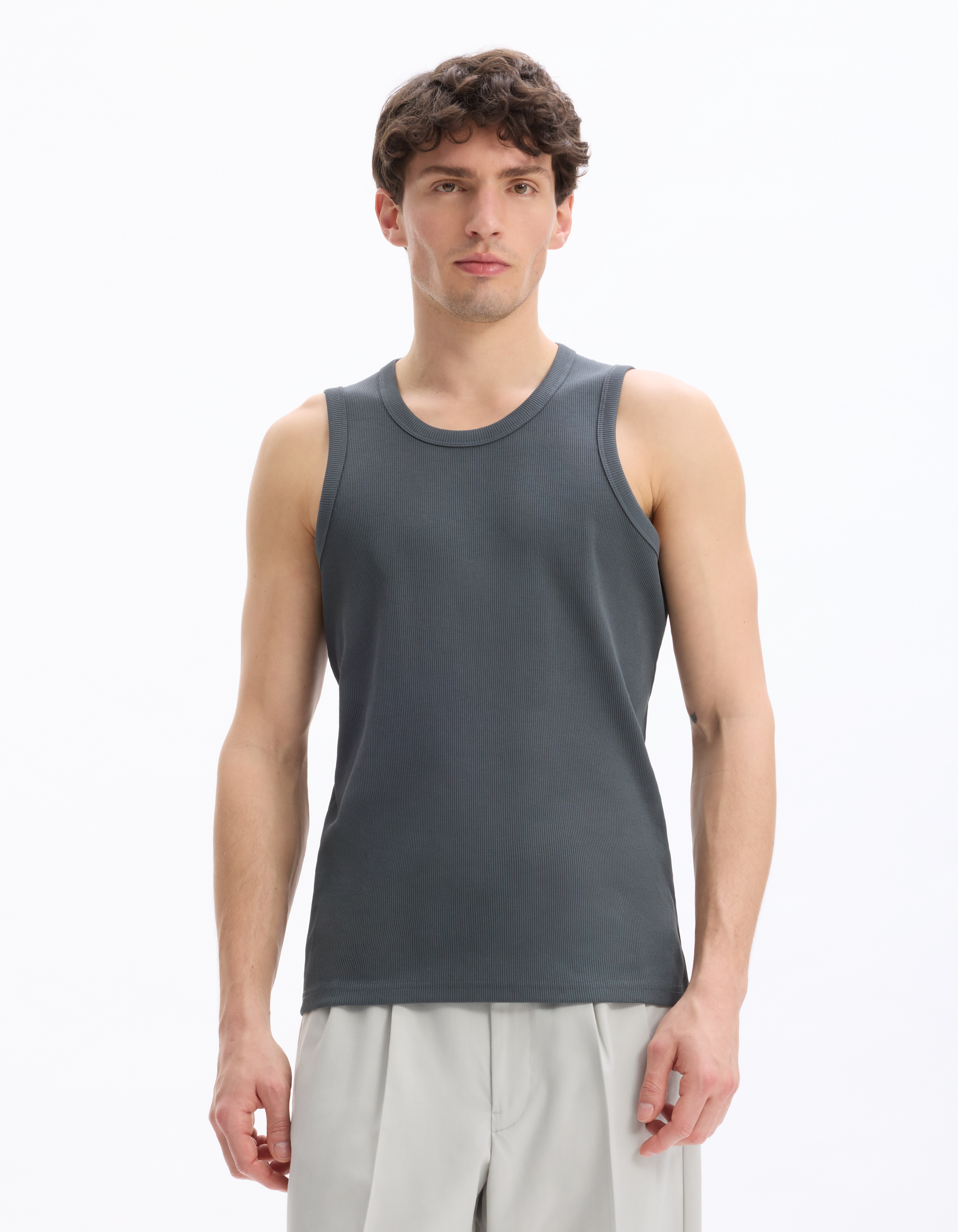 Débardeur slim - anthracite - camaieu - Modalova
