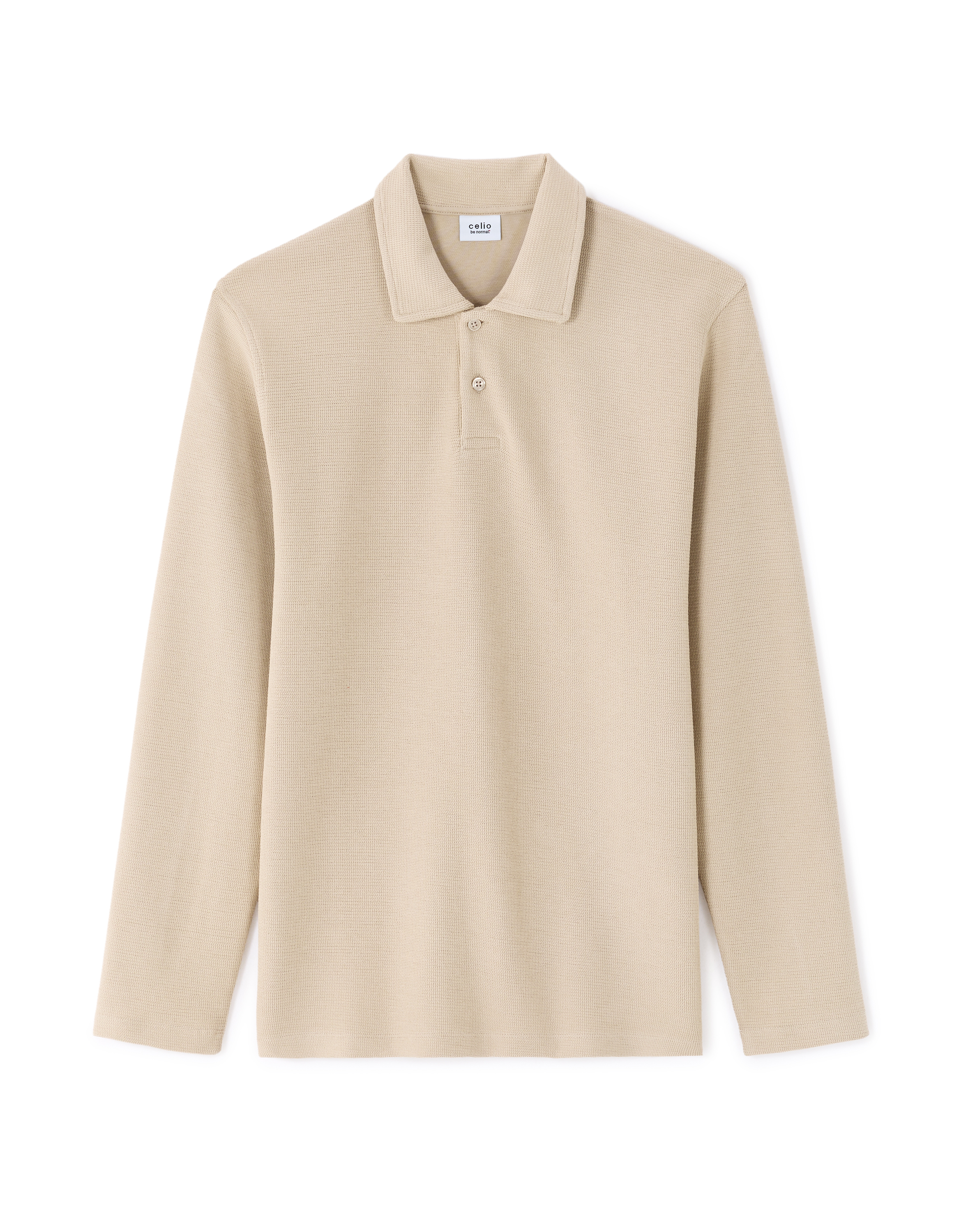 Polo regular 100% coton manches longues - beige