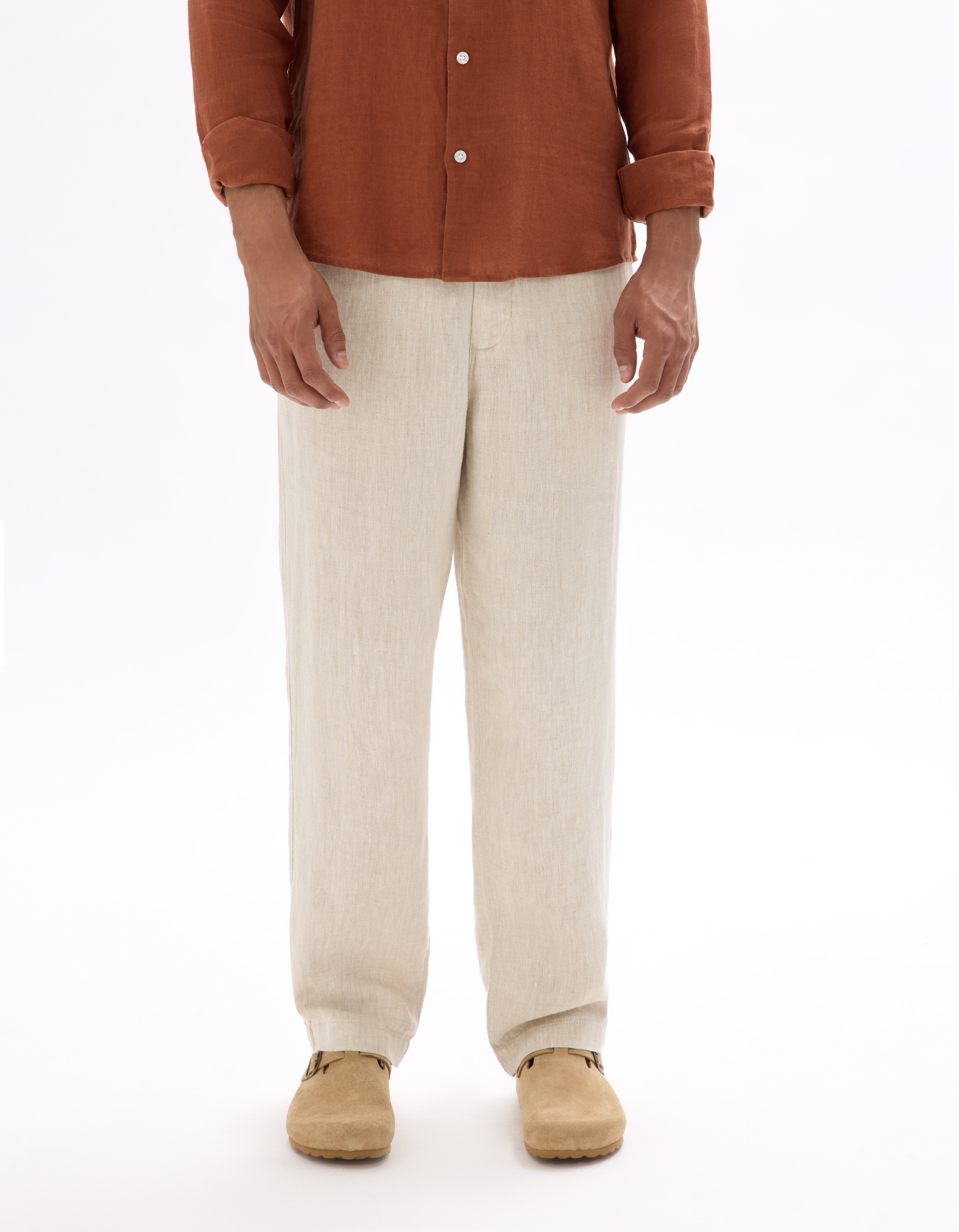 Pantalon straight 100% lin - camaieu - Modalova