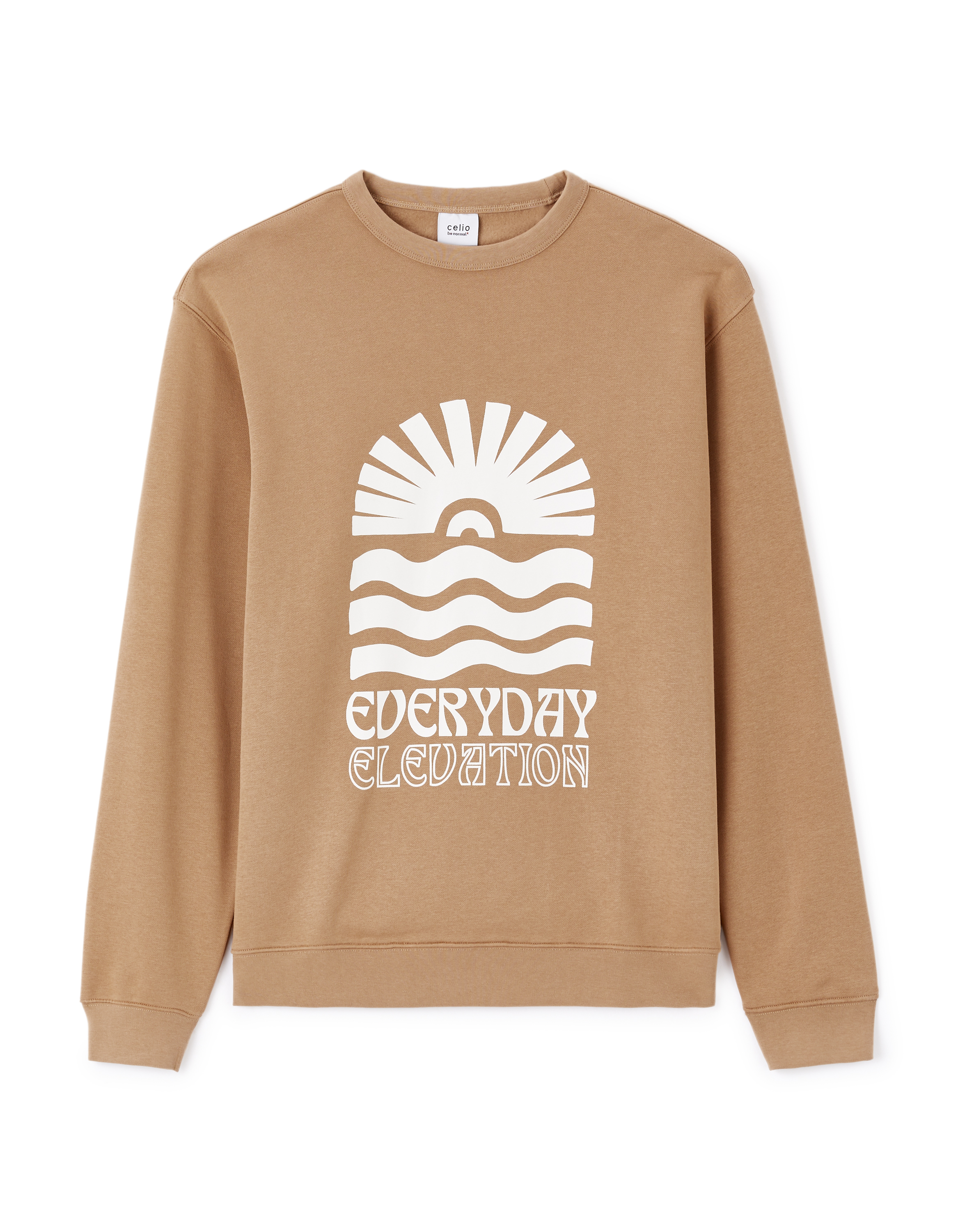 Sweat regular col rond coton mélangé - beige