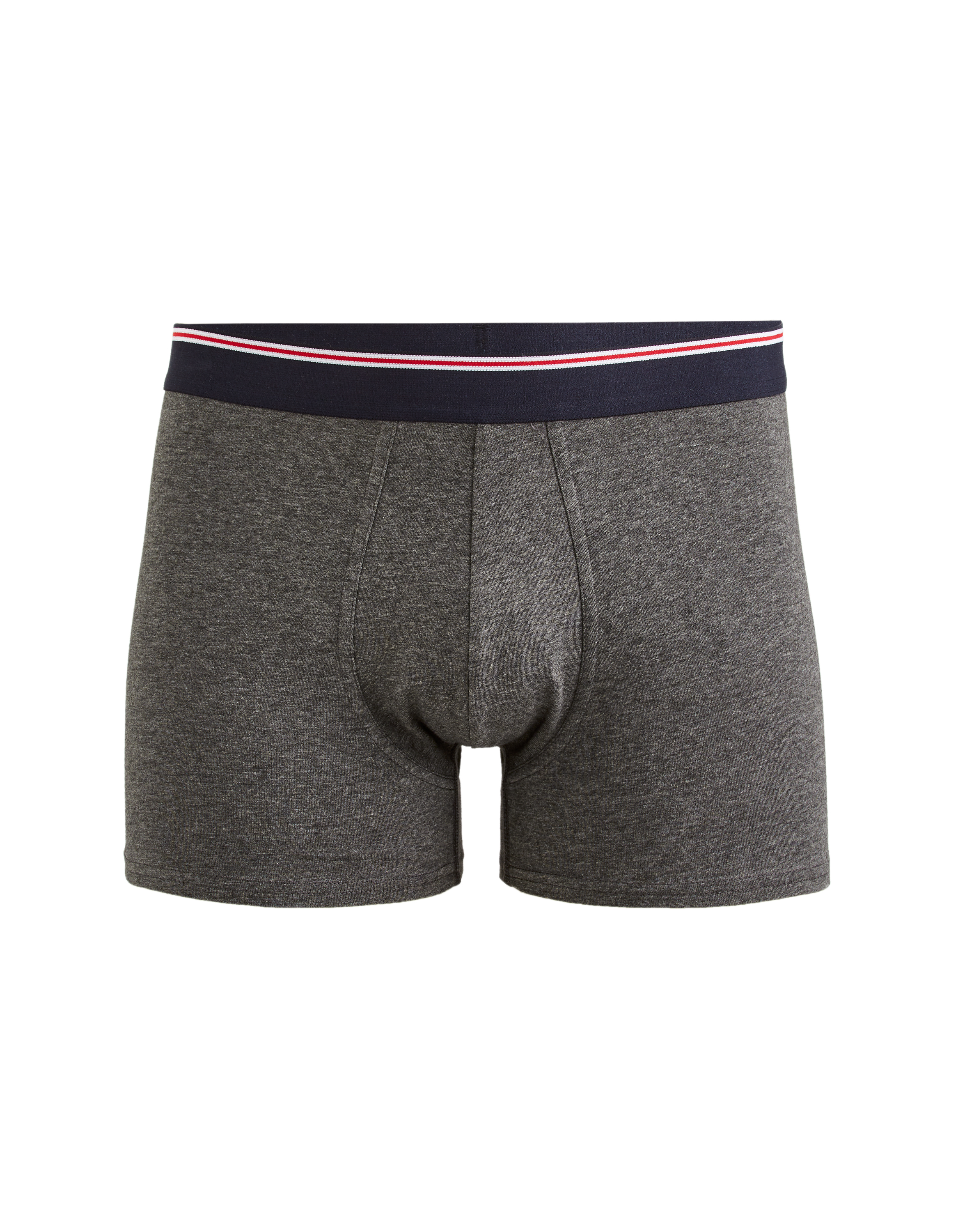 Boxer coton stretch ceinturé contrastée - anthracite