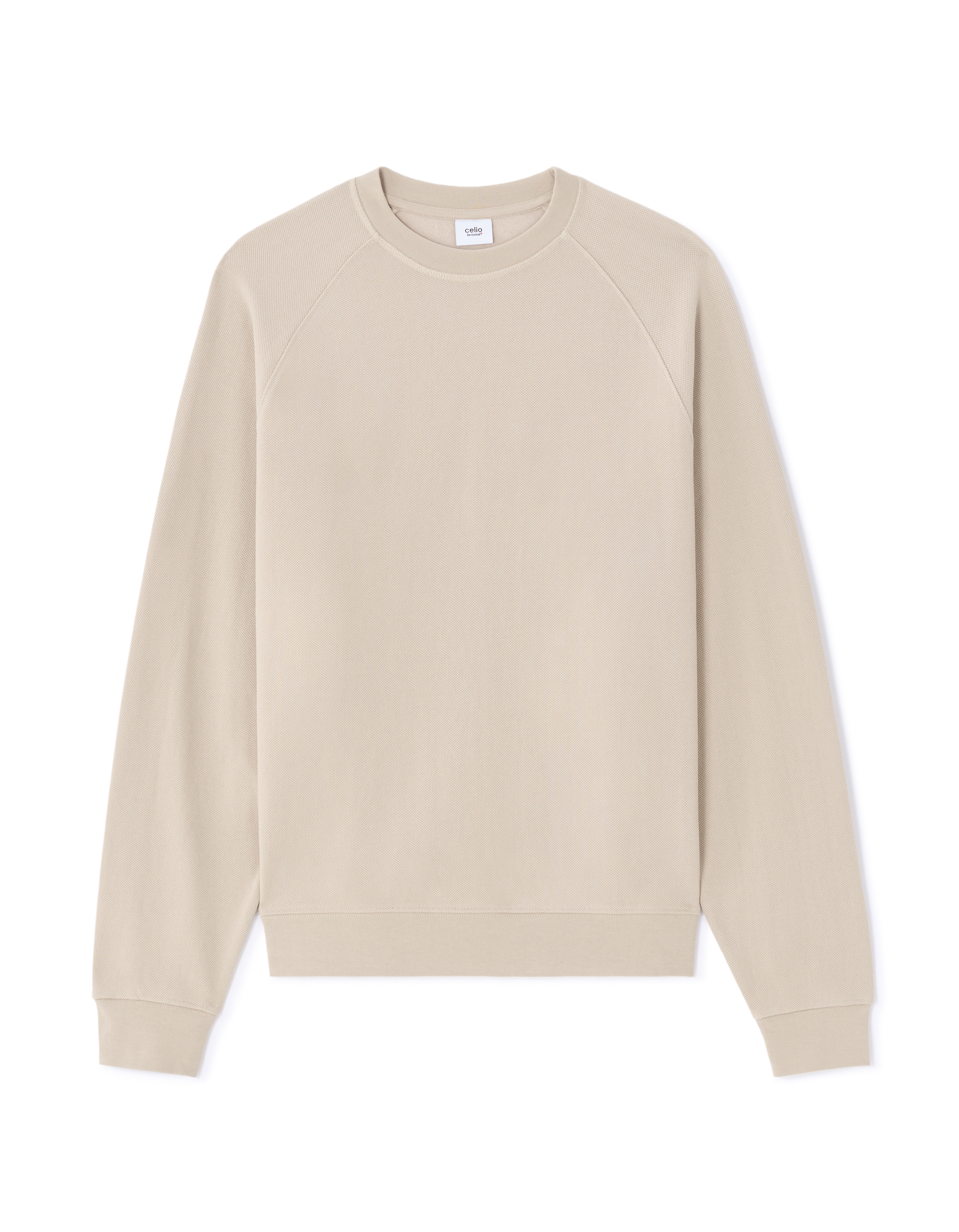 Sweat oversize Col rond en piqué - beige
