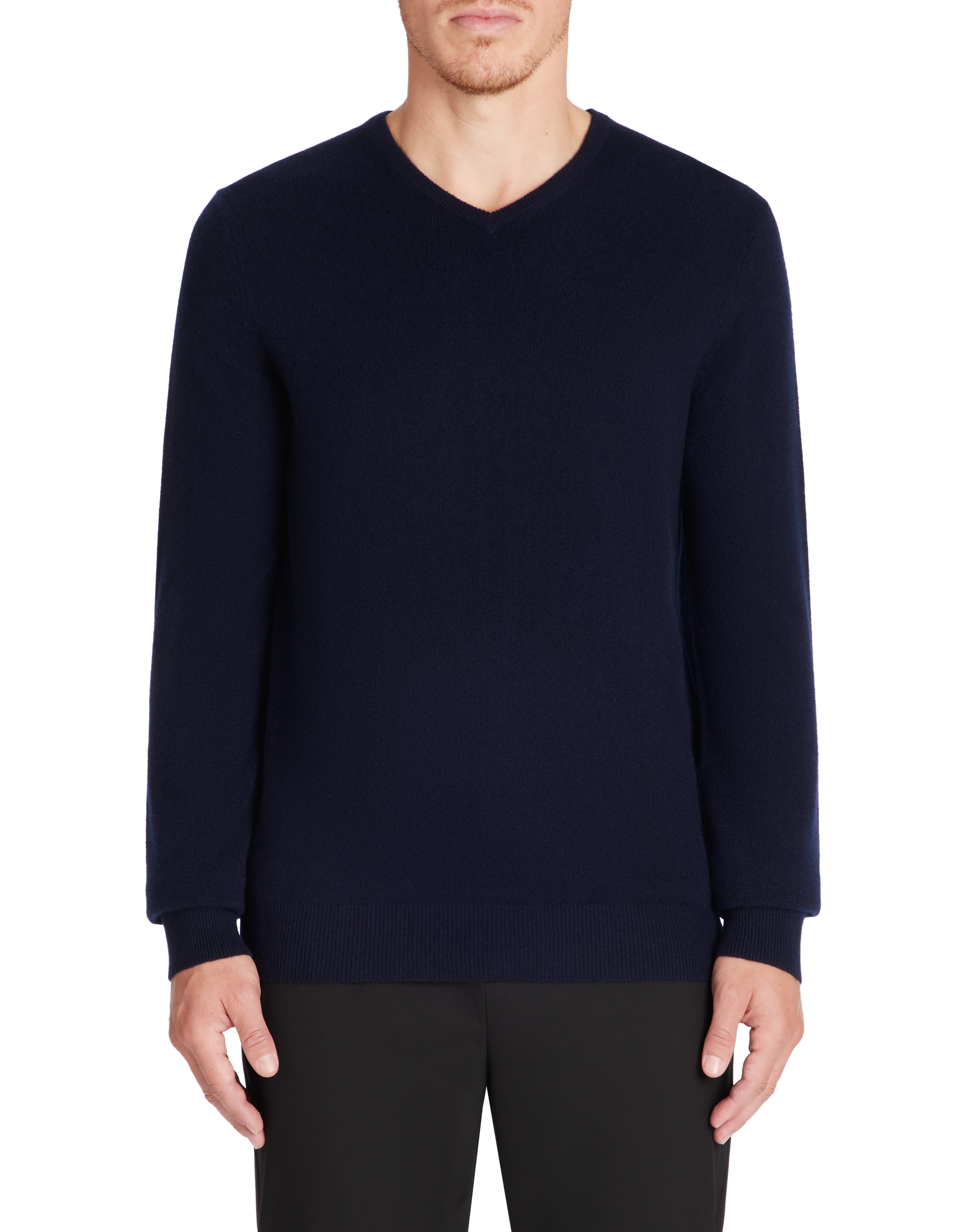 Pull 100% cachemire col V - marine - camaieu - Modalova