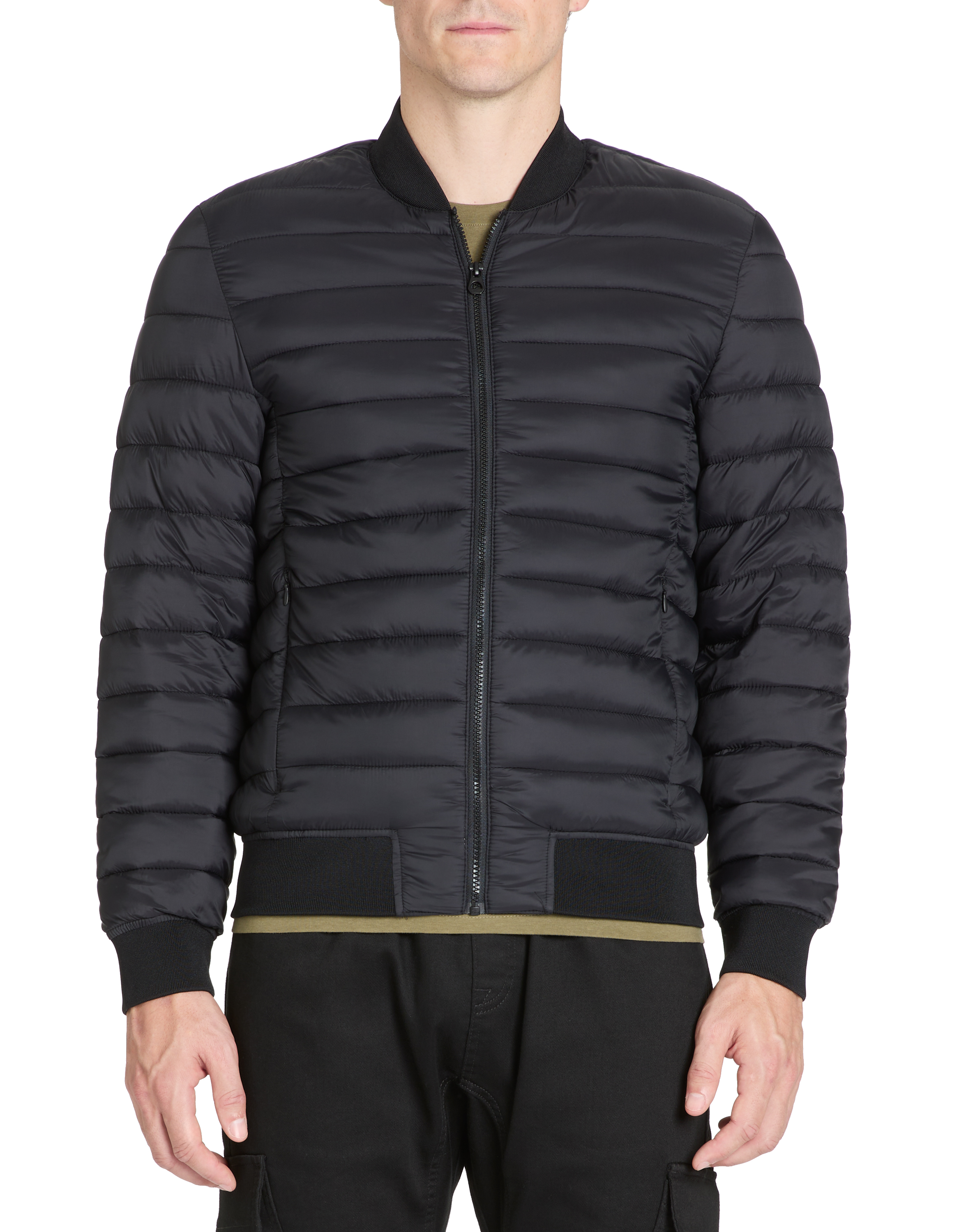 Doudoune light col bomber - noir - camaieu - Modalova