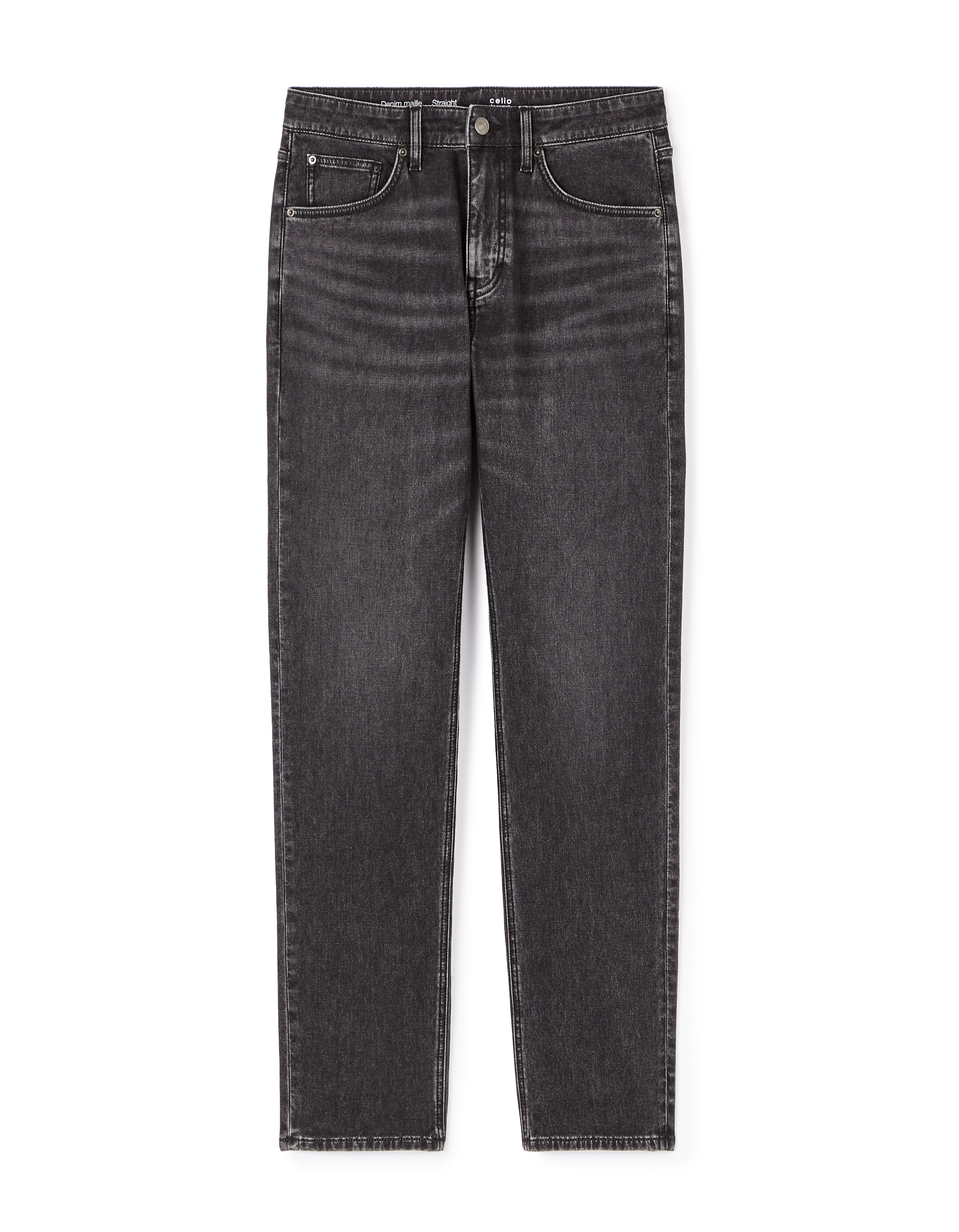 Jean C.15 straight stretch maille 3 longueur - gris