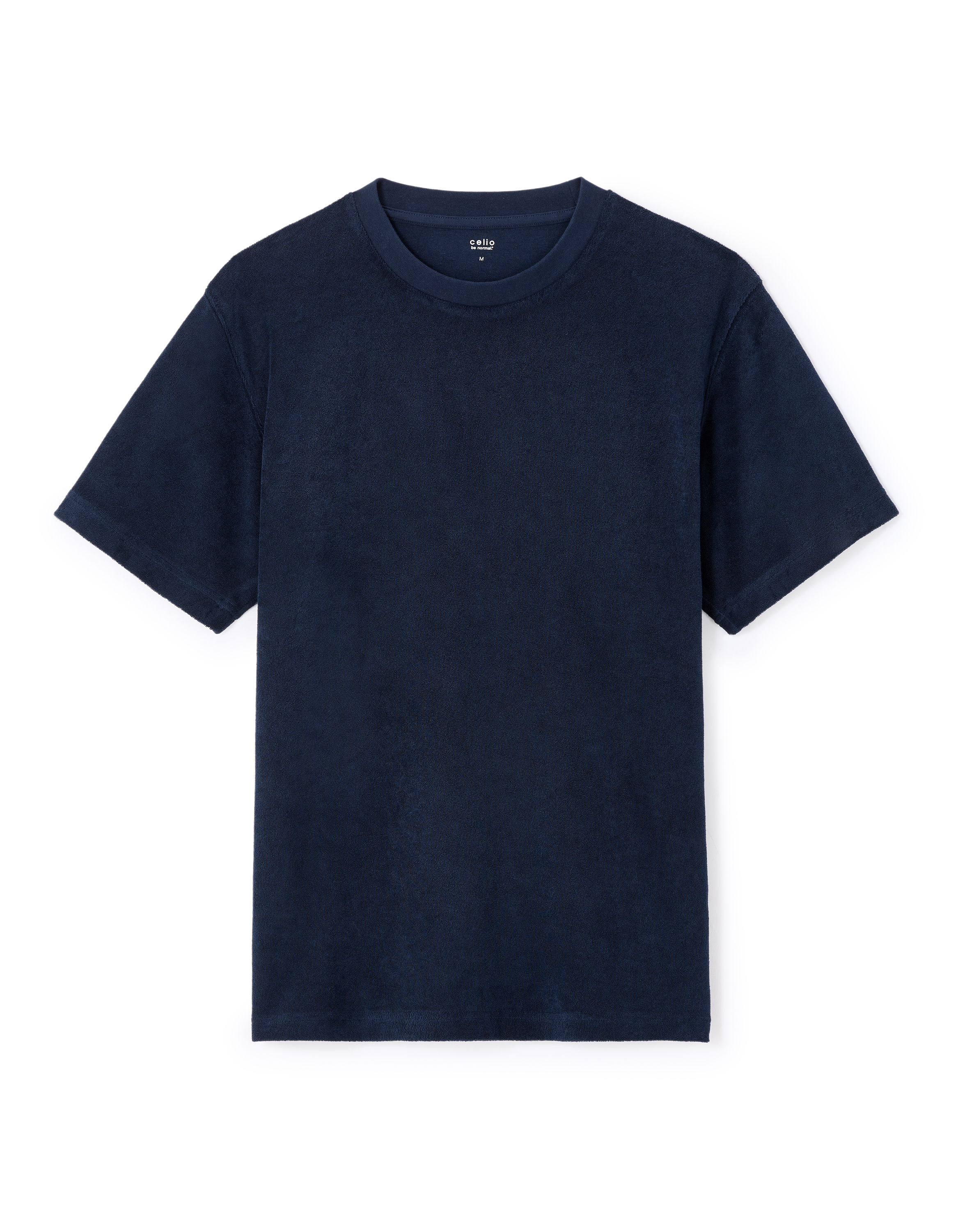 T-shirt boxy col rond éponge - marine