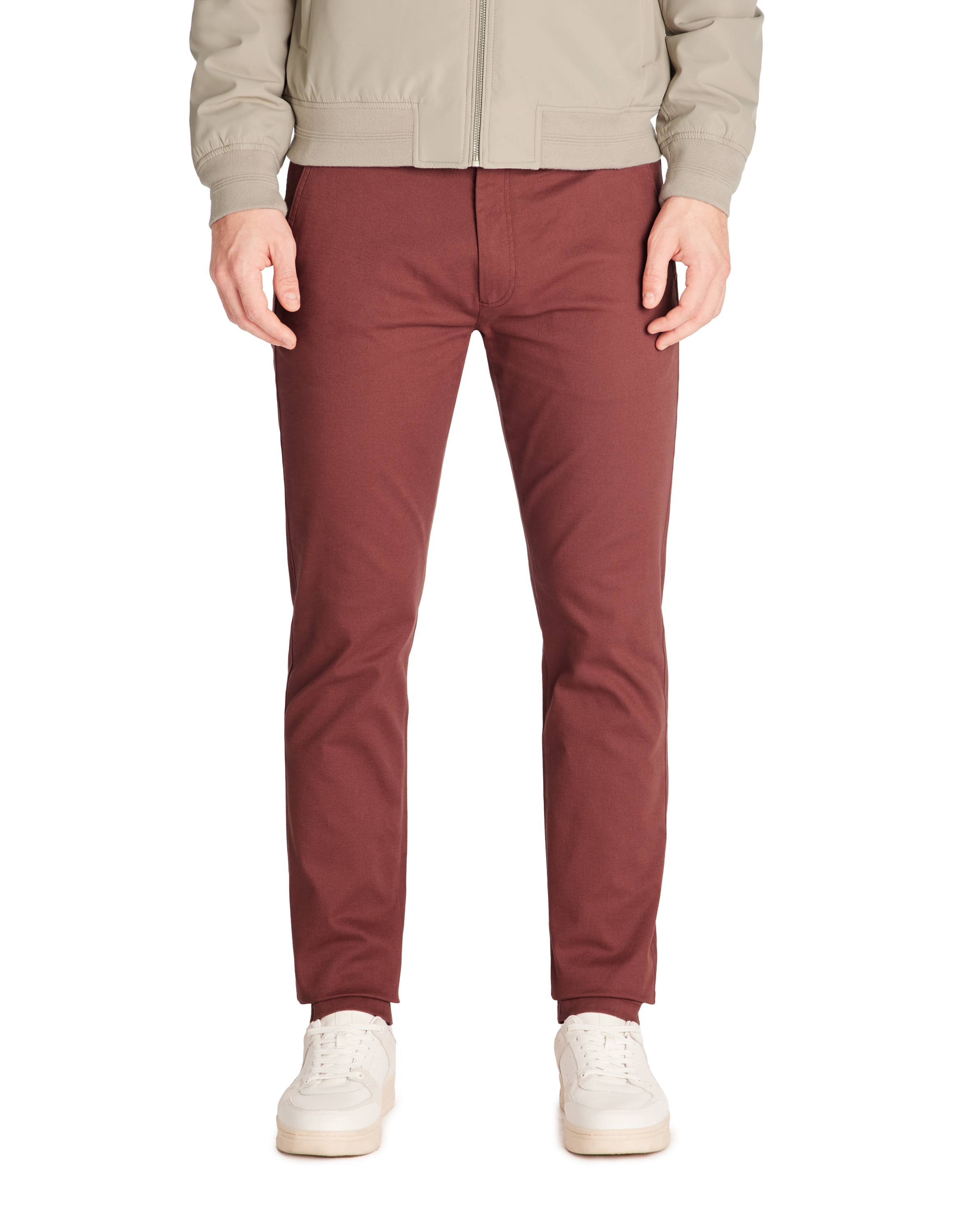 Pantalon chino slim coton stretch - bordeaux - camaieu - Modalova